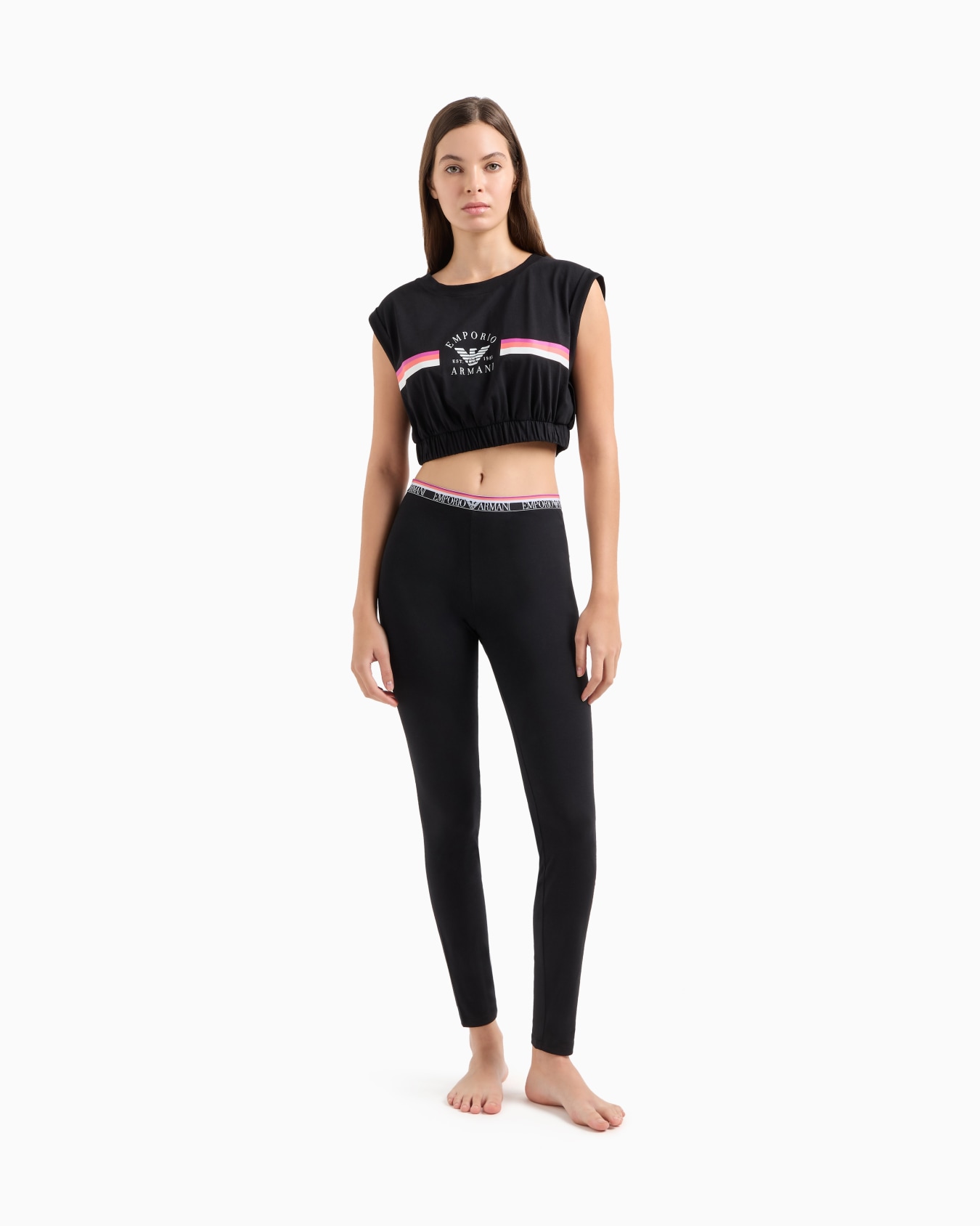 ASV Iconic organic-cotton loungewear crop top with logo band Slide 1