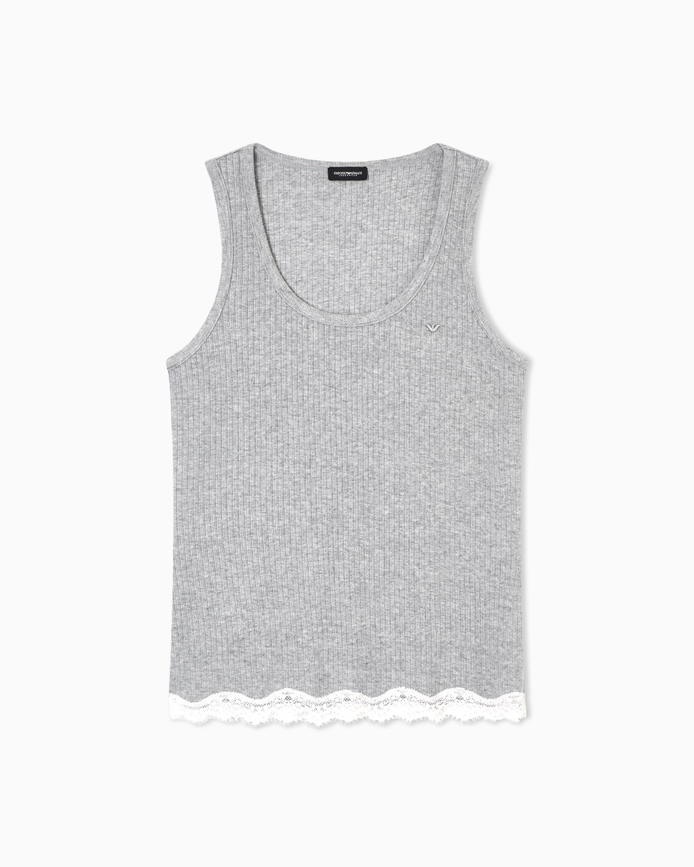 Ribbed modal-blend loungewear tank top with lace Slide 0