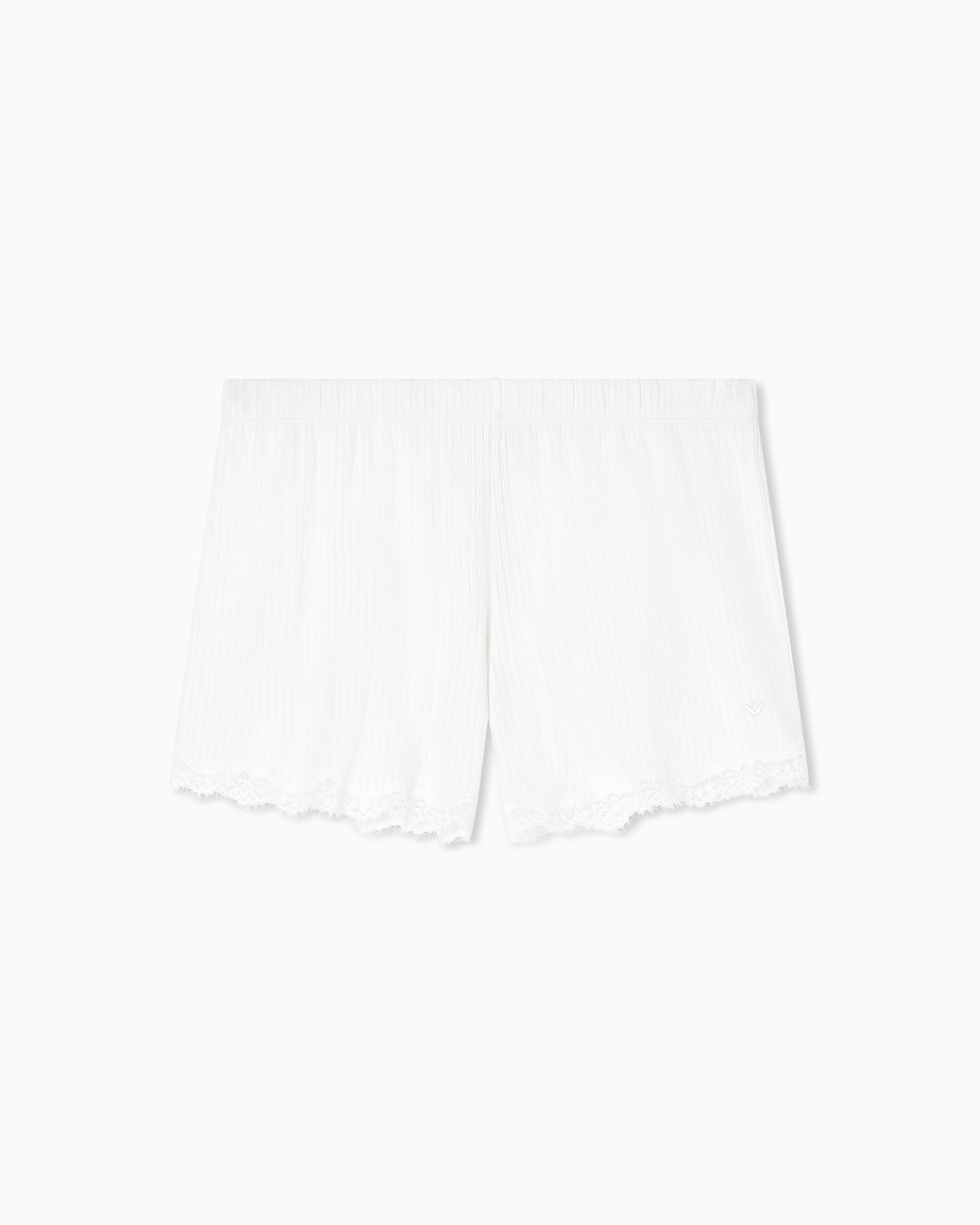 Ribbed modal-blend loungewear shorts with lace Slide 0