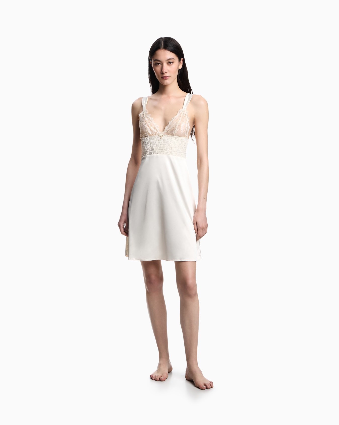 ASV Bridal satin babydoll with lace detail Slide 1