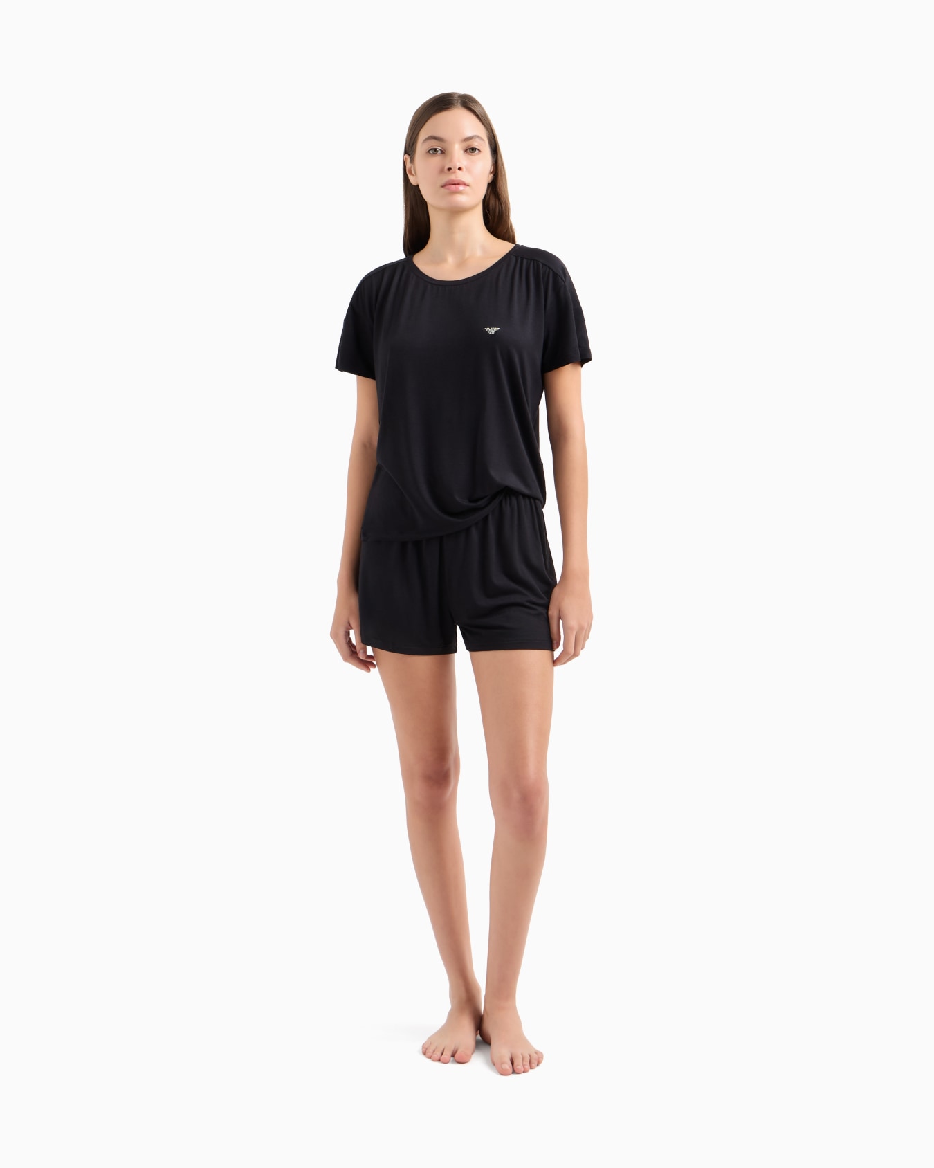 ASV Essential certified viscose T-shirt and shorts pyjamas with logo studs Slide 1
