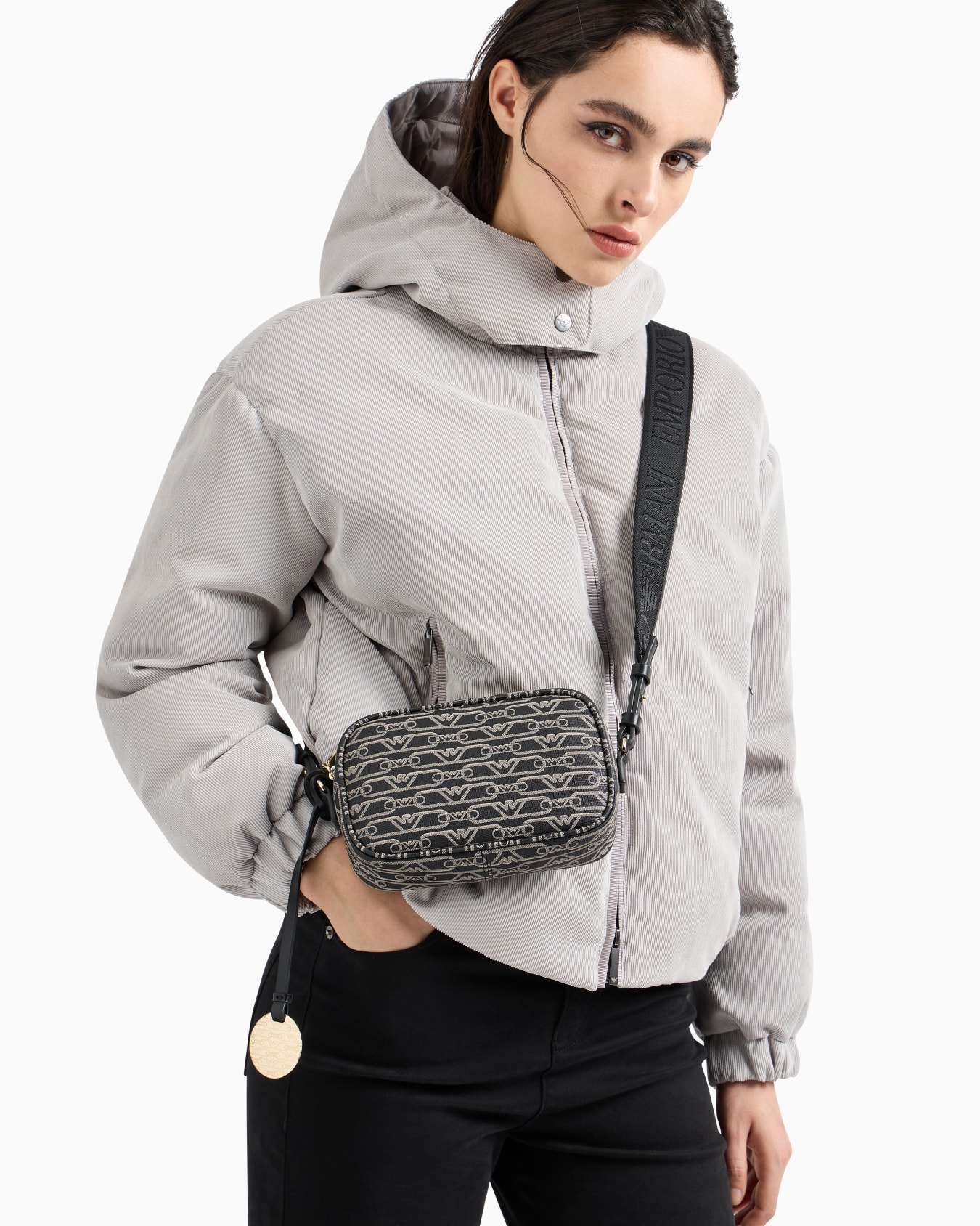 Camera case with shoulder strap and all-over monogram print Slide 6