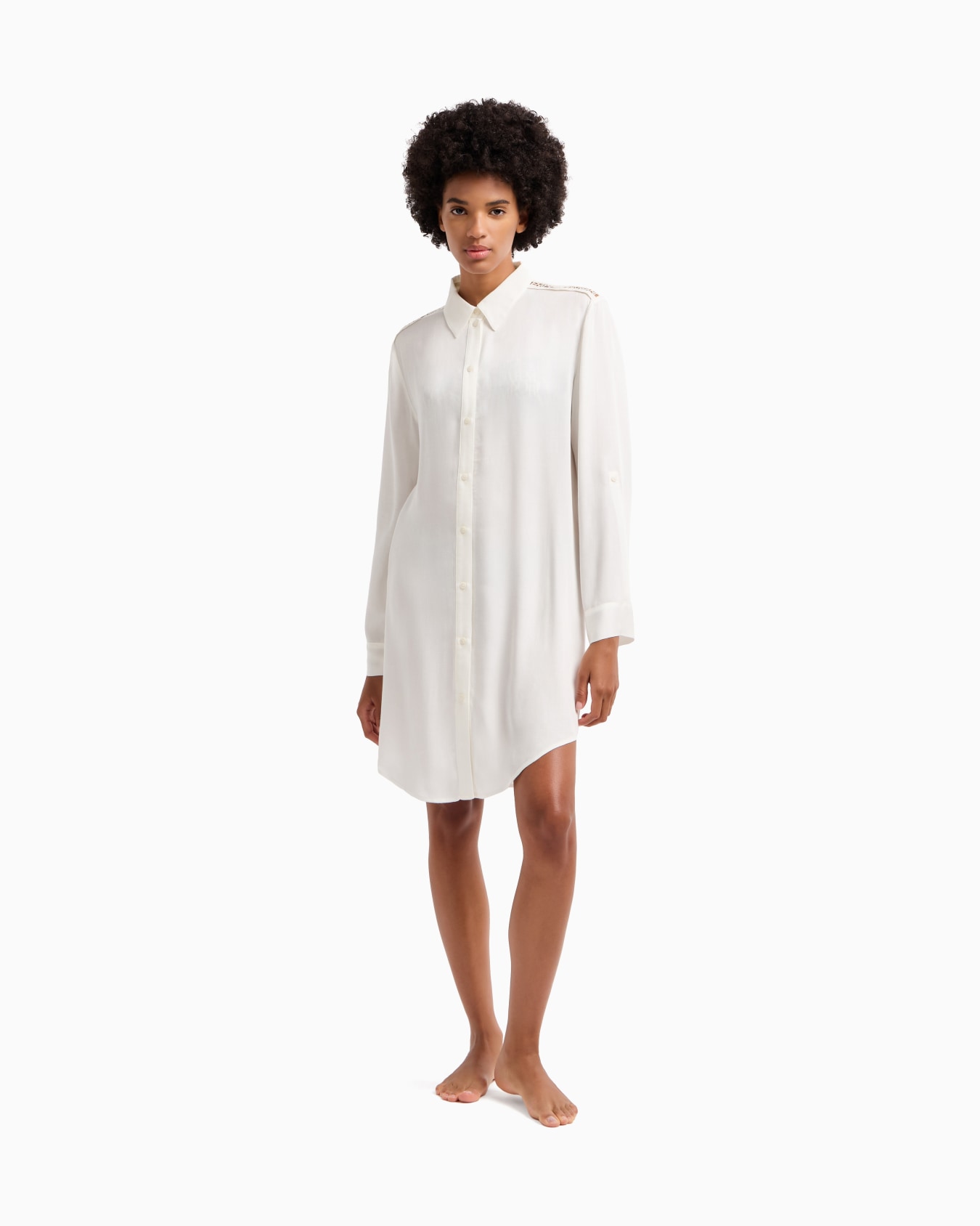Beachwear shirt dress with logo-lace details Slide 1