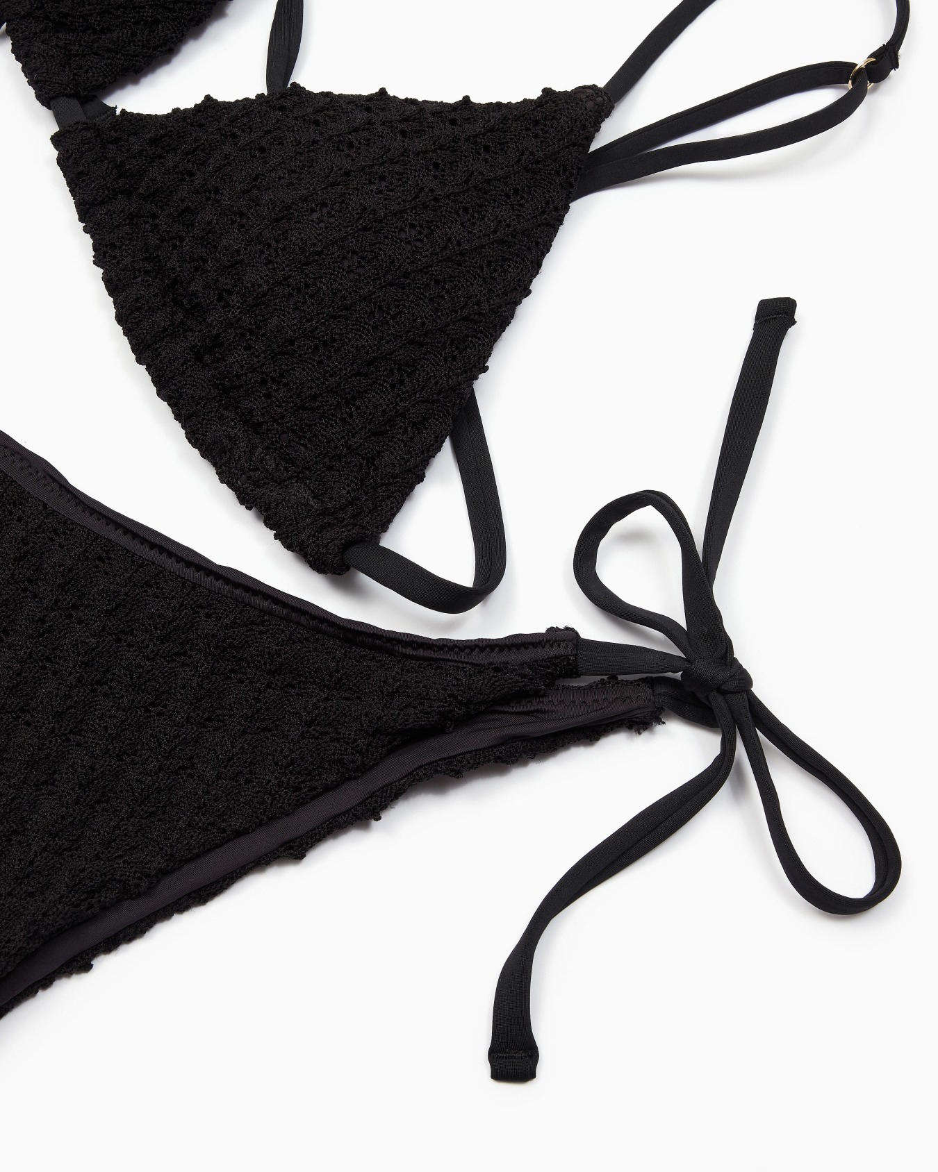 Bikini con triangolo imbottito in lycra crochet Slide 3