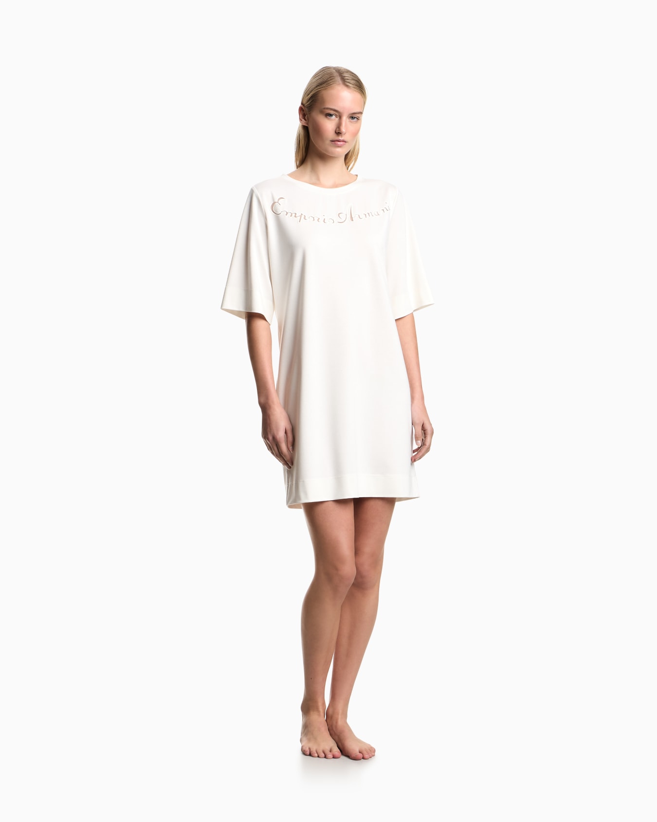 Oversized beachwear T-shirt in devoré logo jersey Slide 1