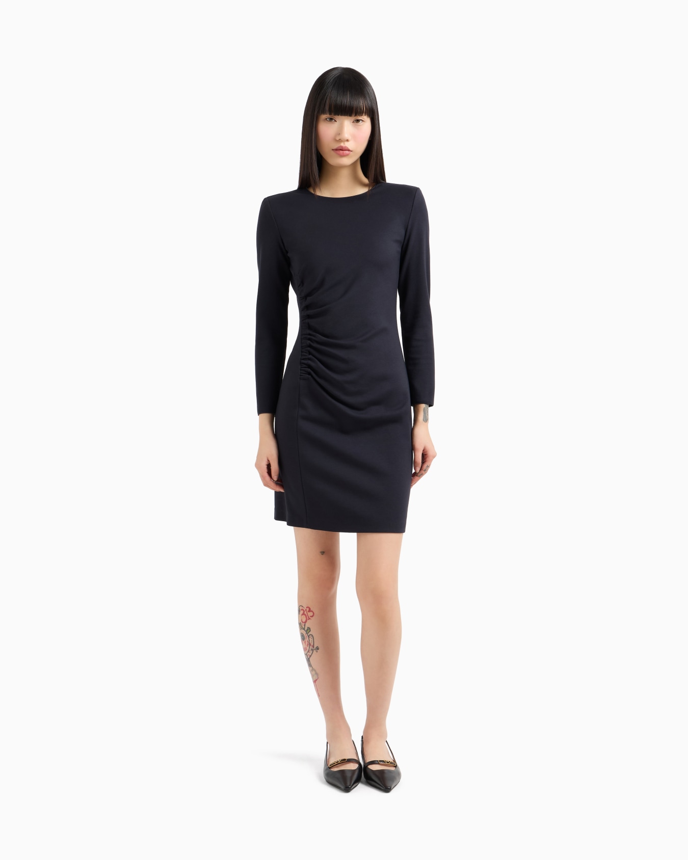 US Exclusive Milano-stitch sheath dress with draping Slide 1