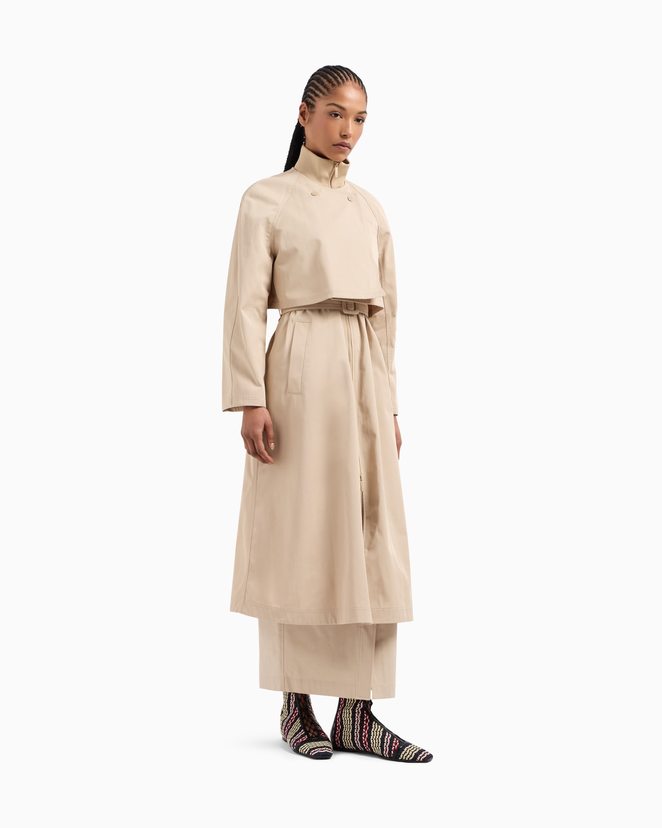 Two-in-one trench coat in water-repellent technical cotton Slide 3