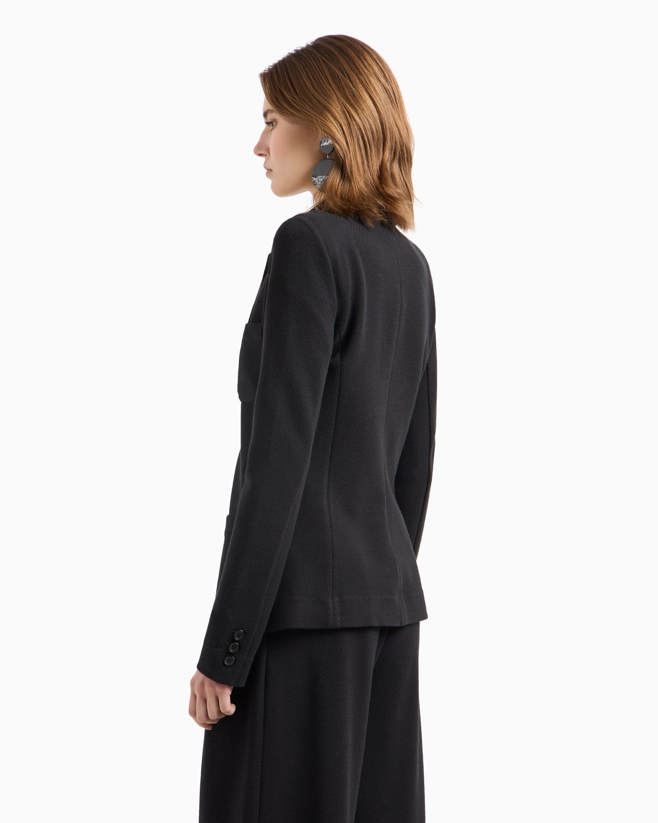Einreihiges Sakko aus Strick-Jersey in Jacquard-Stoff-Verarbeitung Folie 2