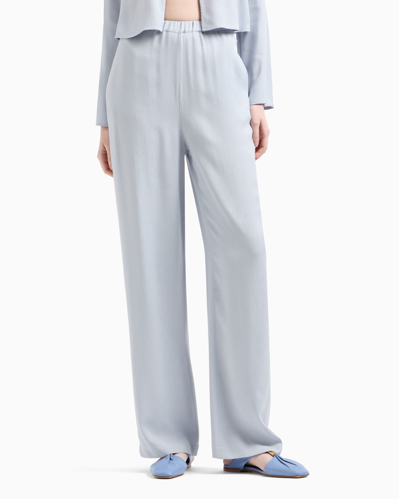 Pantalon à taille extensible en viscose armurée Diapositive 3