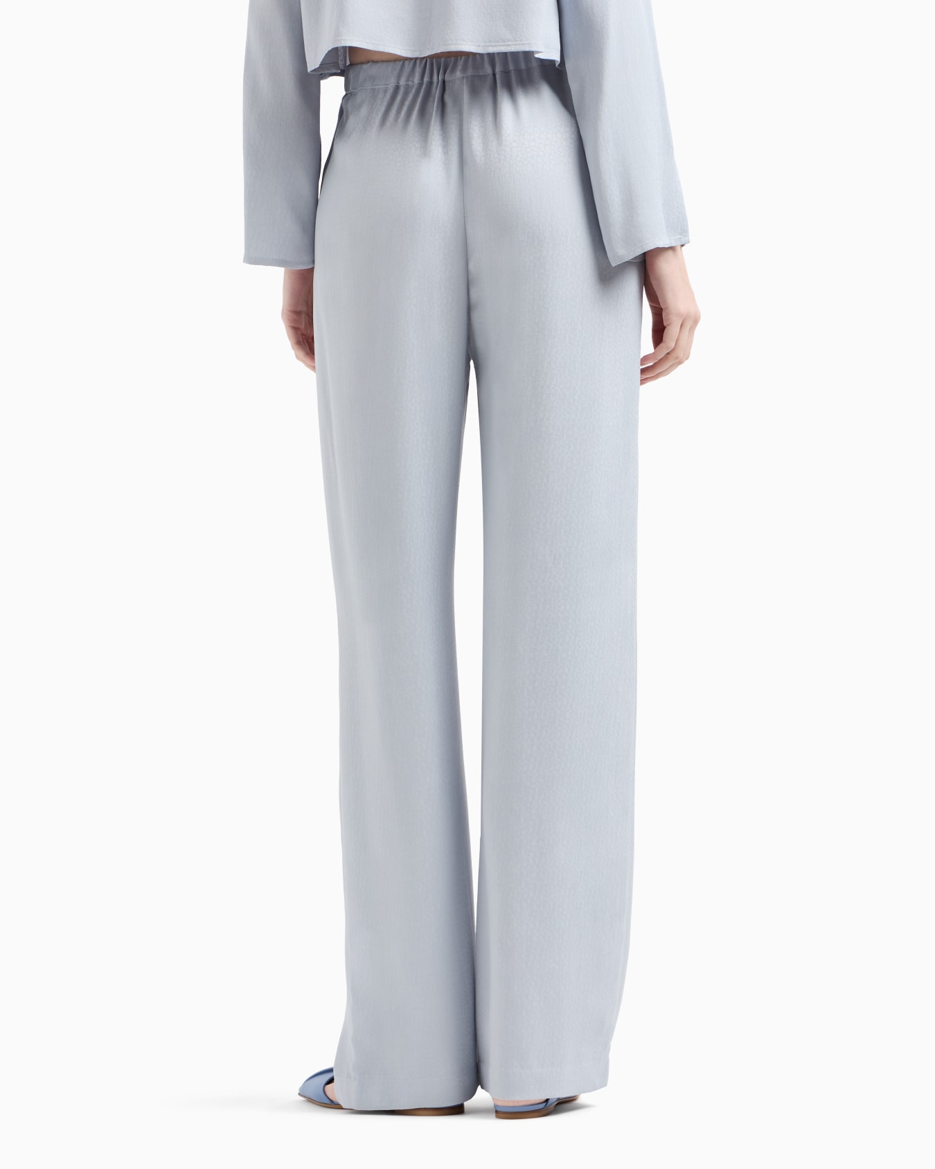Pantalon à taille extensible en viscose armurée Diapositive 2