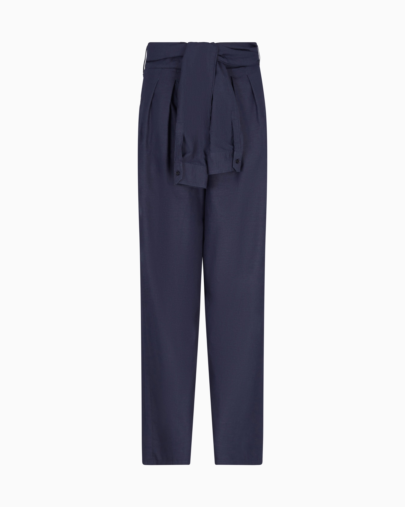 Yarn-dyed fabric trousers with belt Slide 0