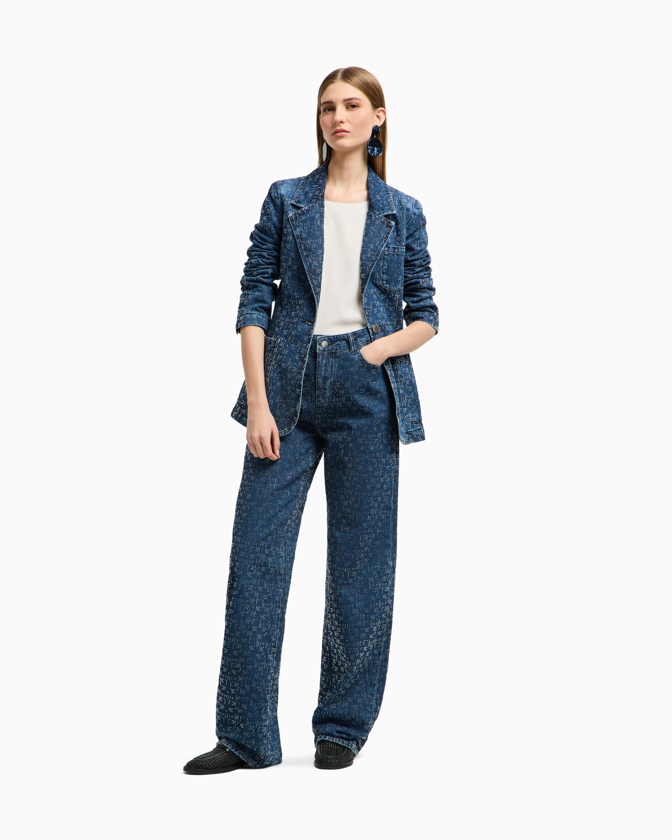 Denim blazer with all-over rhinestones Slide 1