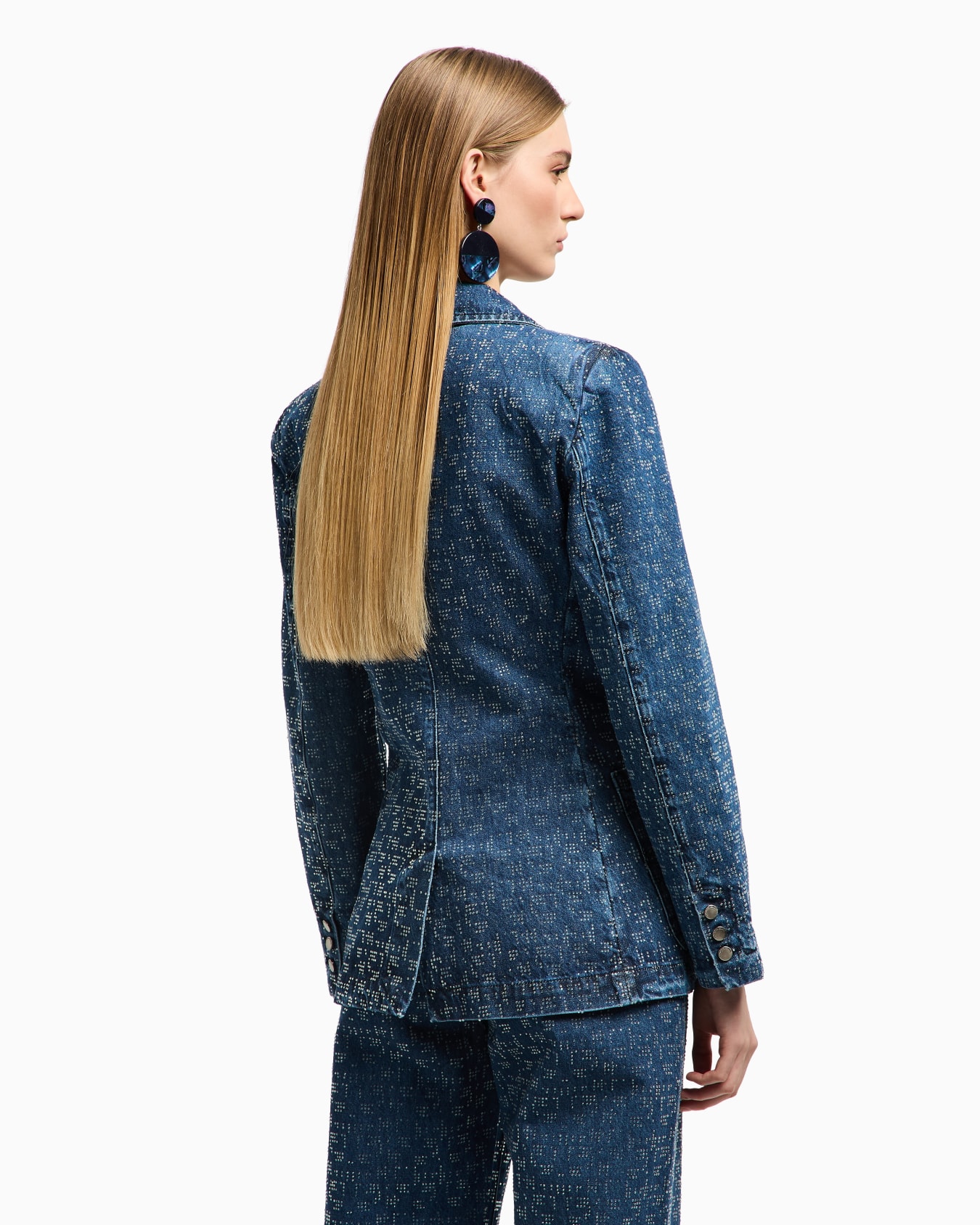 Denim blazer with all-over rhinestones Slide 2