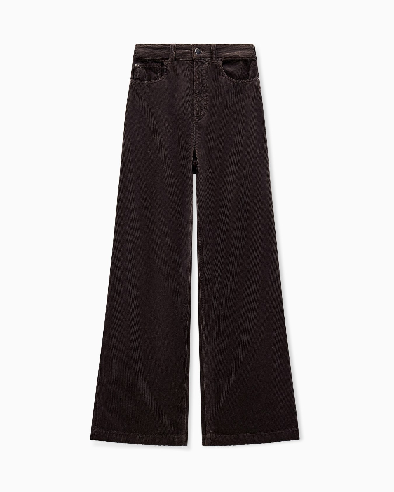 Wide-leg five-pocket trousers in garment-dyed corduroy Slide 0
