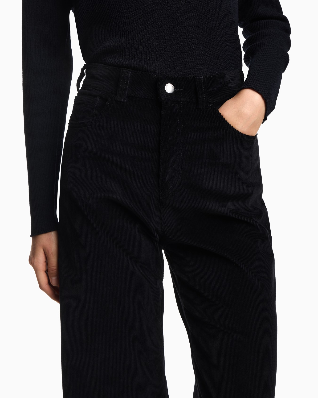 Wide-leg five-pocket trousers in garment-dyed corduroy Slide 6