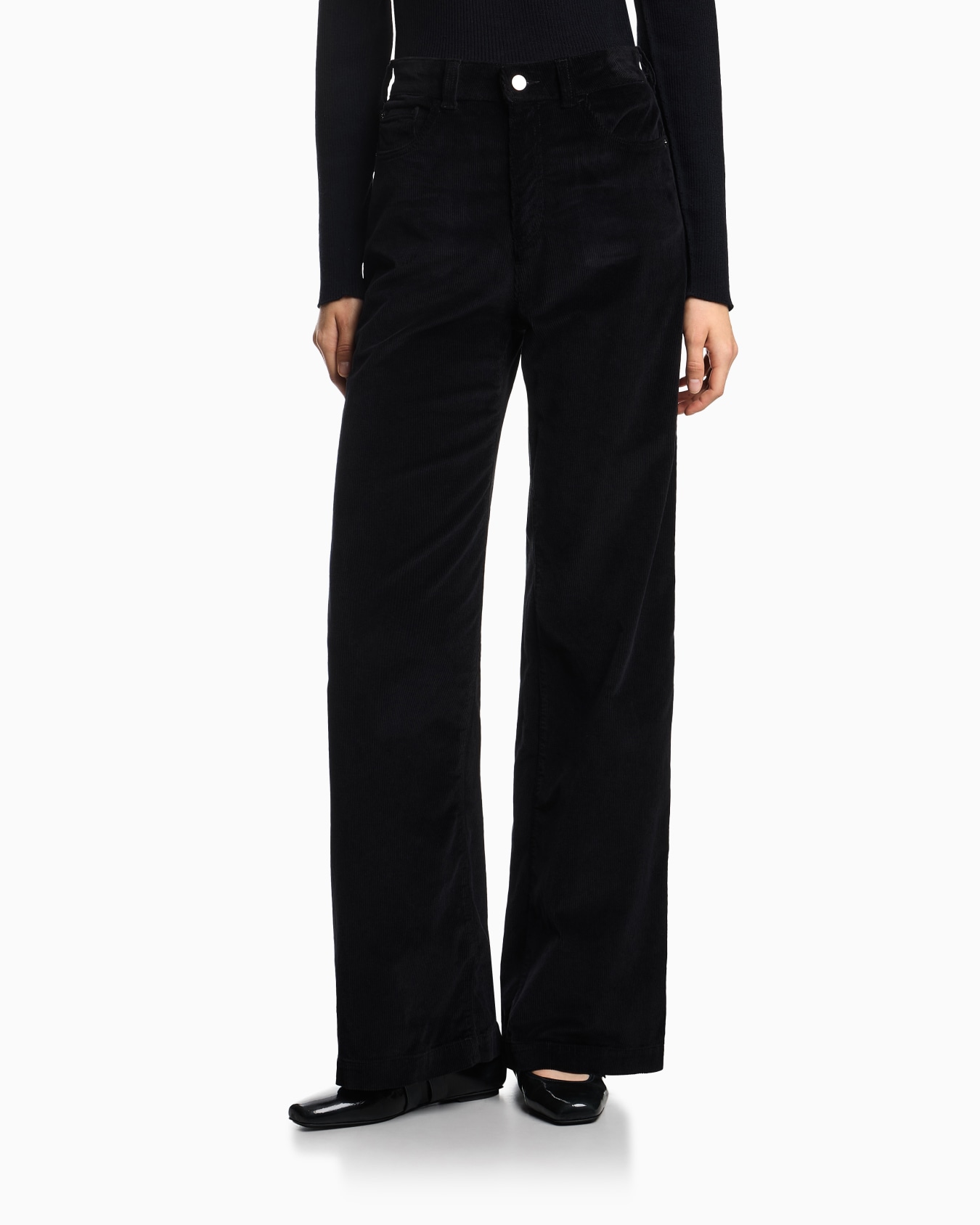 Wide-leg five-pocket trousers in garment-dyed corduroy Slide 3