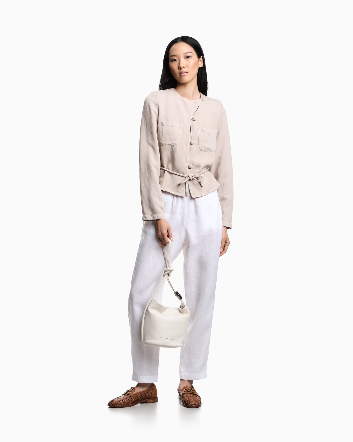 Giacca con laccio in lyocell e lino tinto capo ASV Slide 1