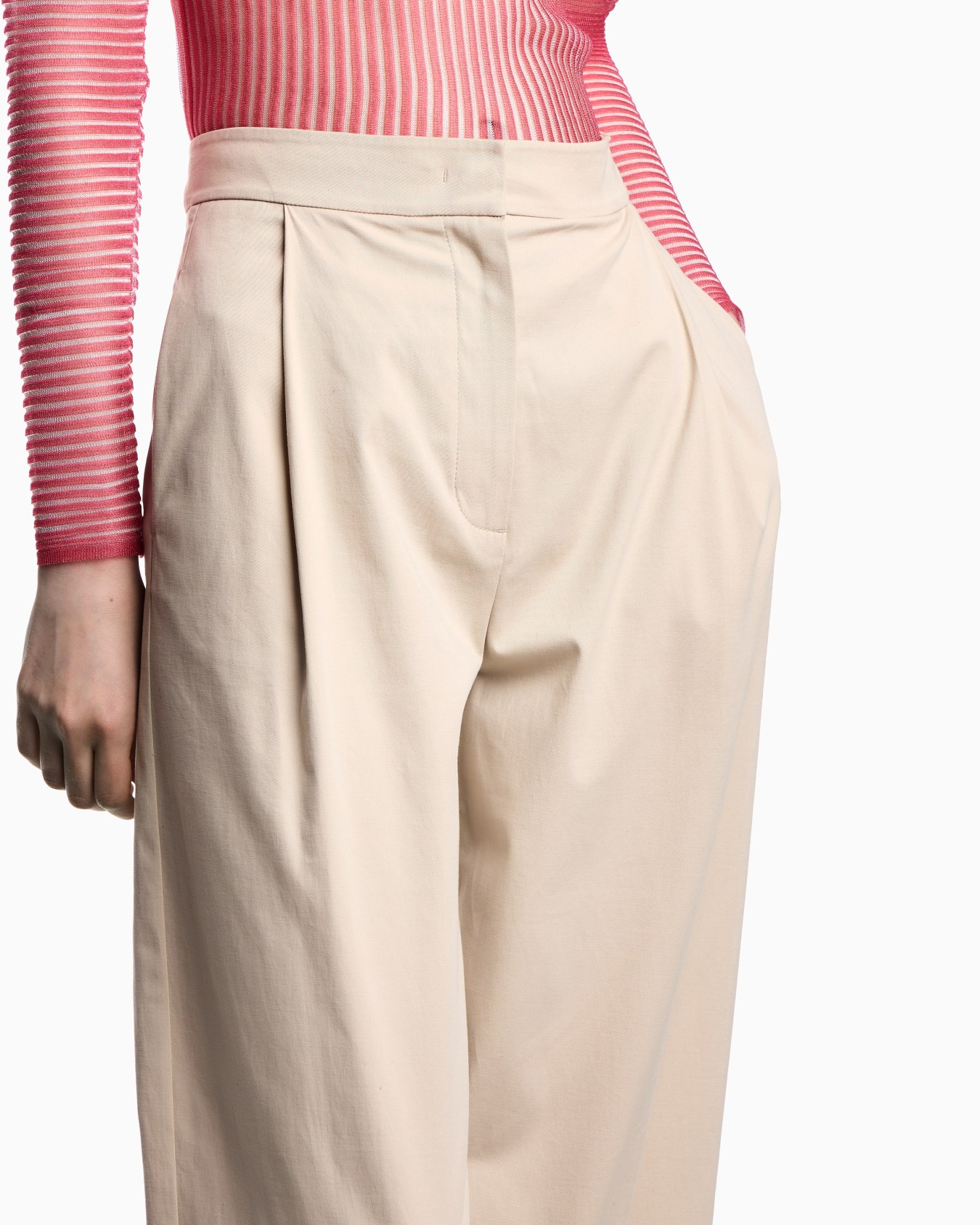 Brushed cotton trousers with pleats Slide 4