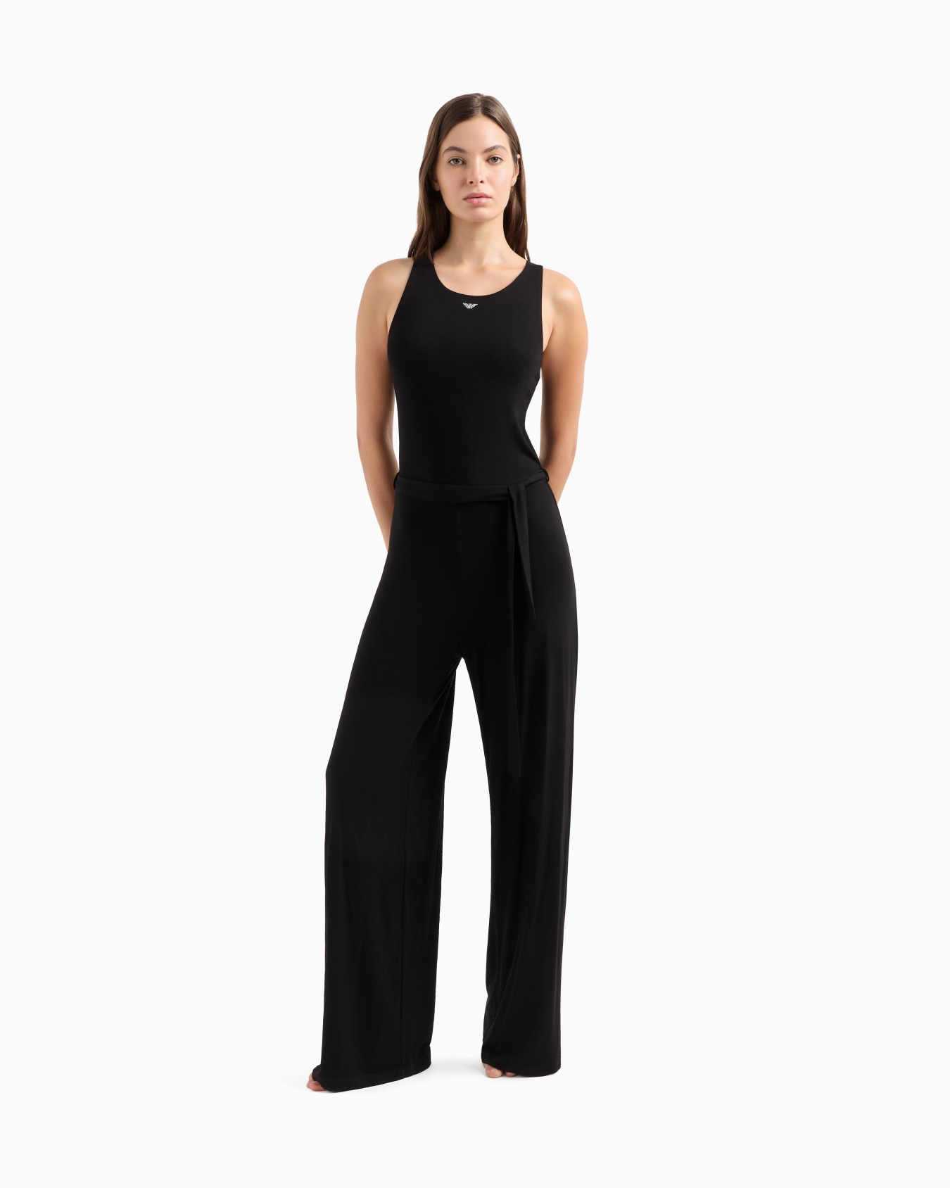 ASV recycled viscose beachwear jumpsuit with micro stud logo Slide 1