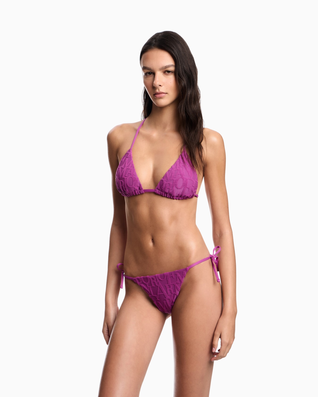 ASV padded triangle bikini in all-over 3D bold logo recycled jacquard Slide 1
