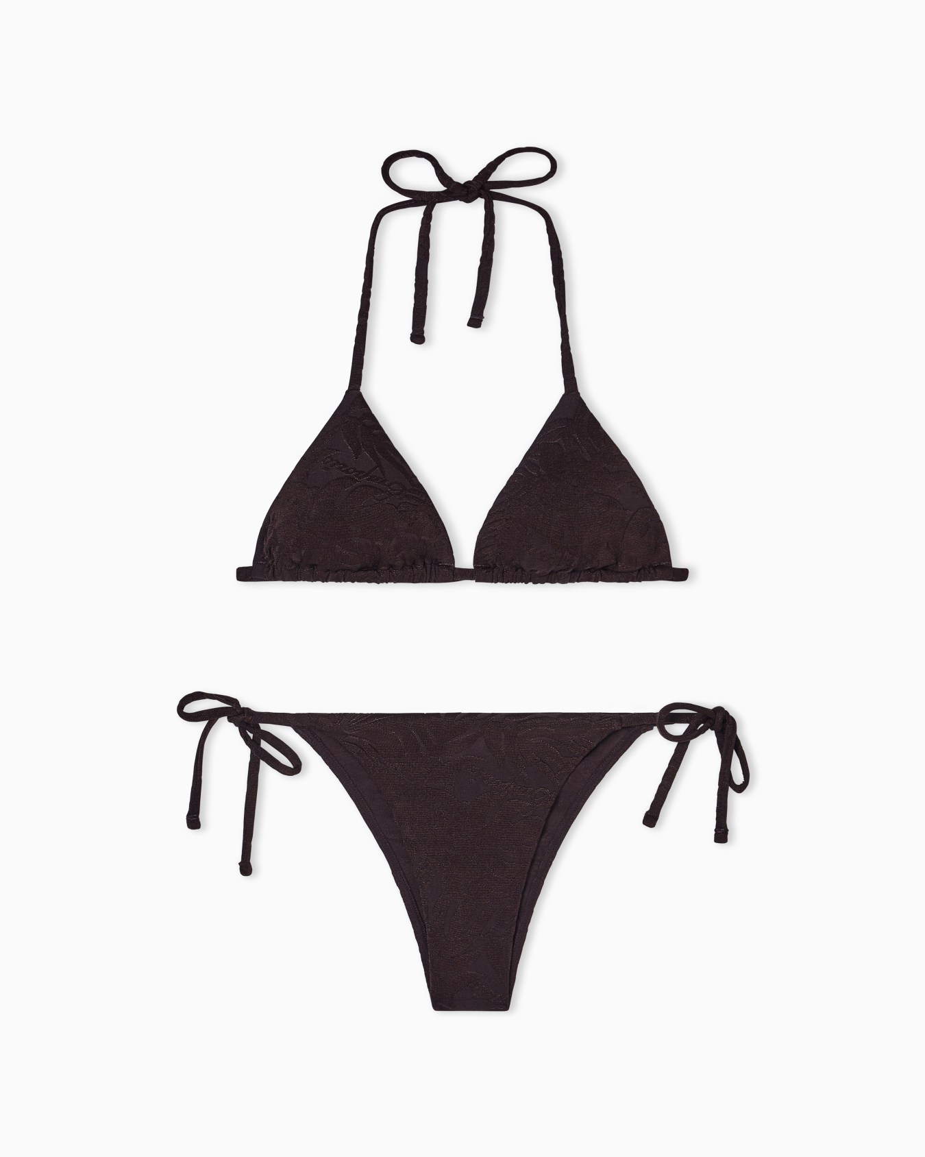 Bikini triangle rembourré en lycra jacquard feuillage Diapositive 0