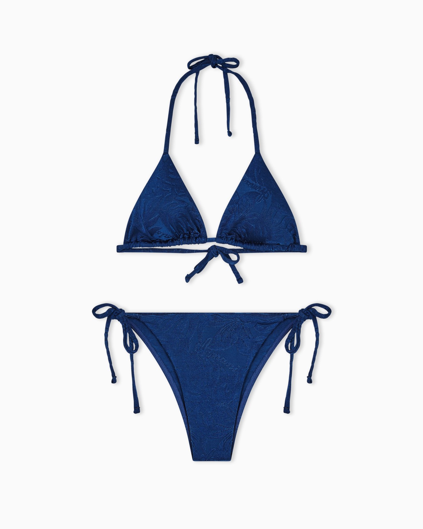 Bikini triangle rembourré en lycra jacquard feuillage Diapositive 0