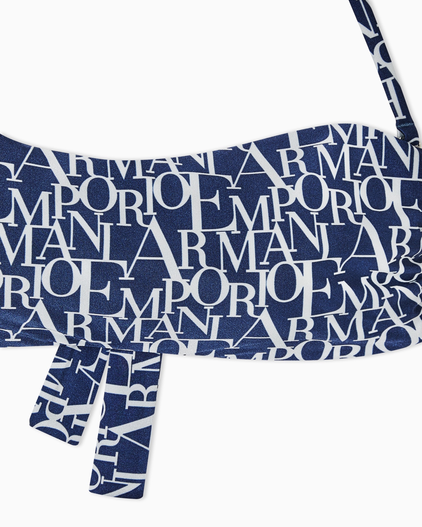 Logomania print padded bandeau bikini Slide 2