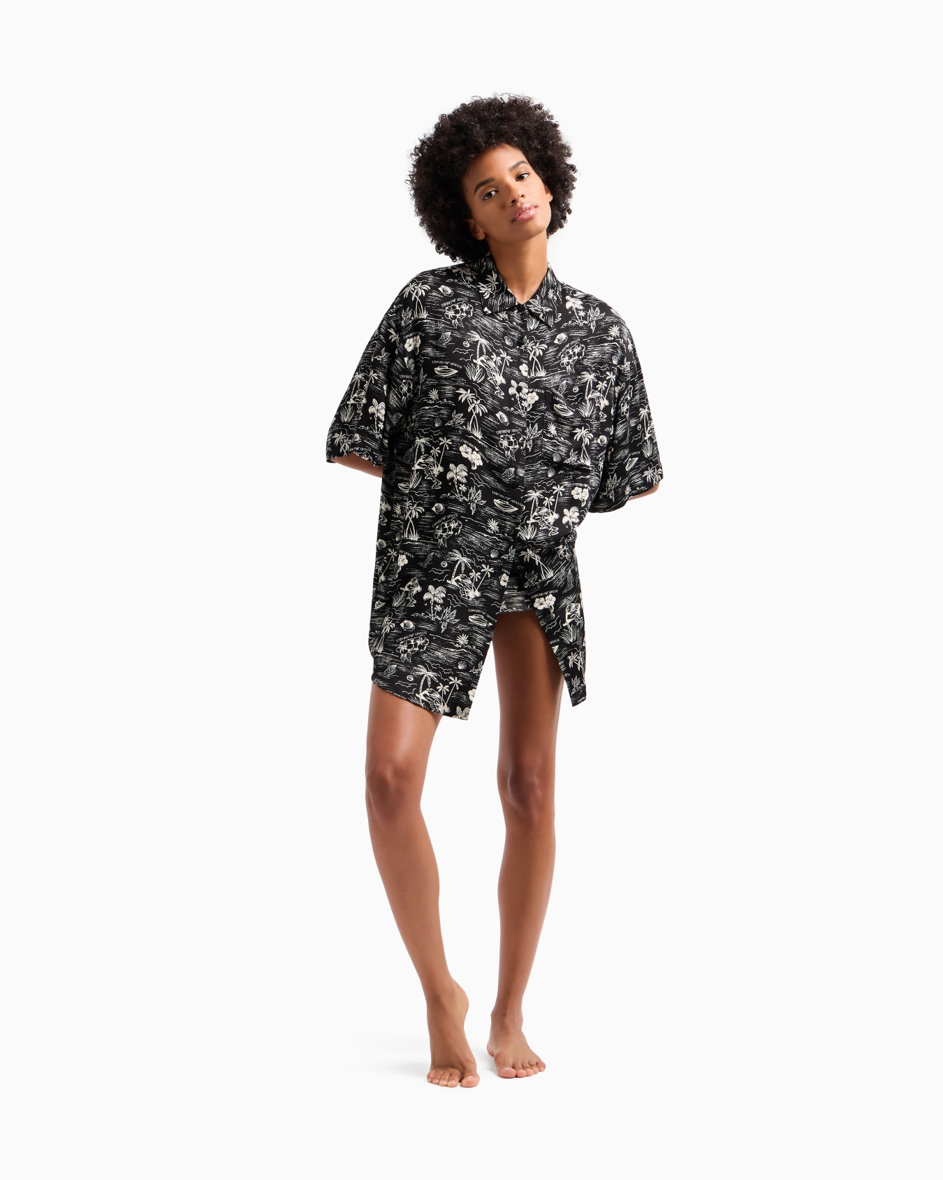 Abito chemisier beachwear con stampa all over Slide 1