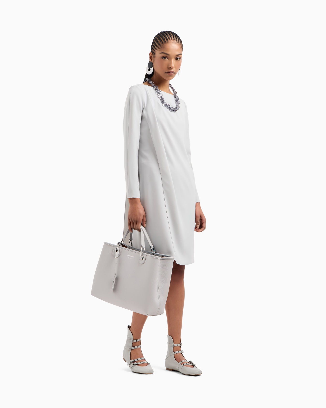 Technical cady dress with front panel Slide 1