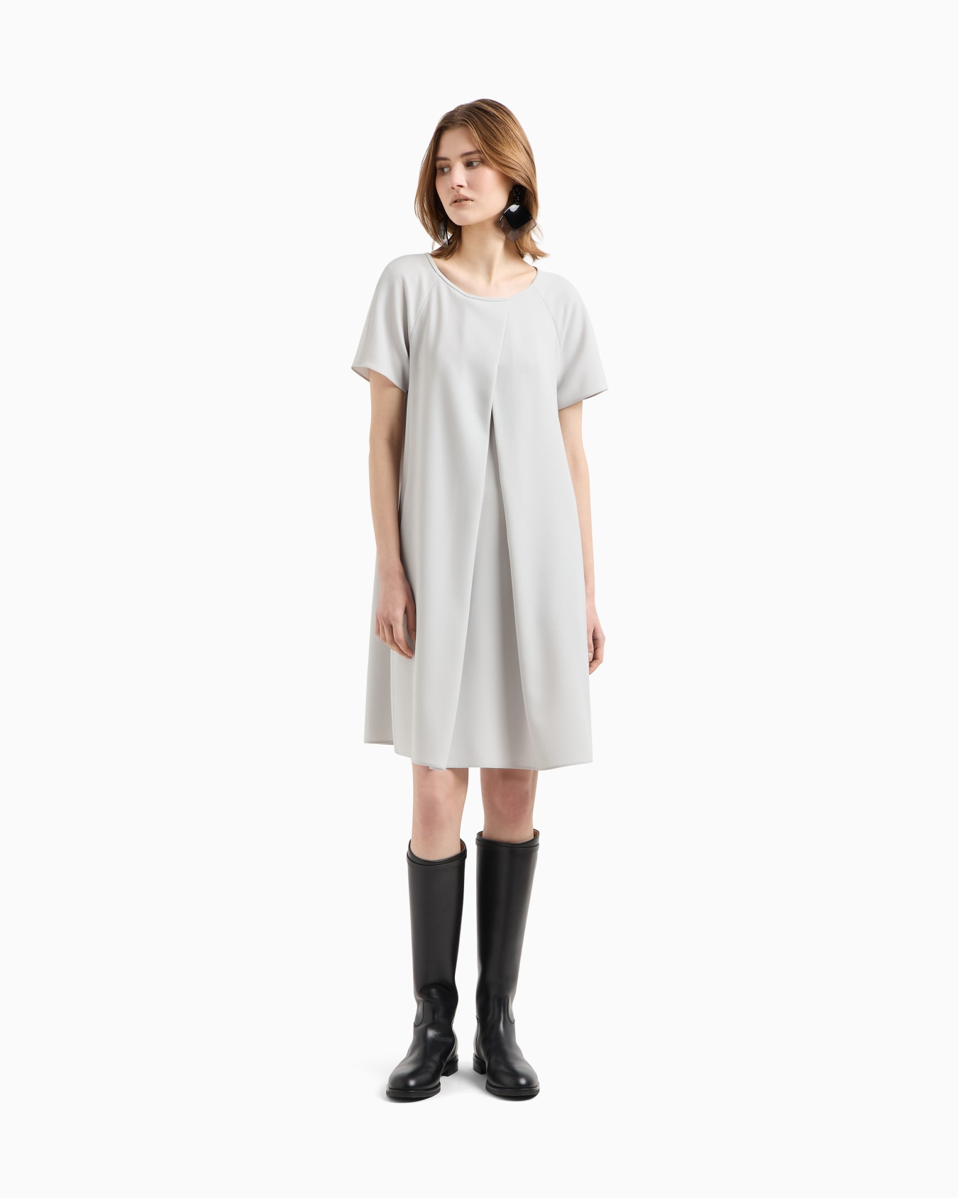 Vestido acampanado de cady técnico con maxipliegue godet Diapositiva 3