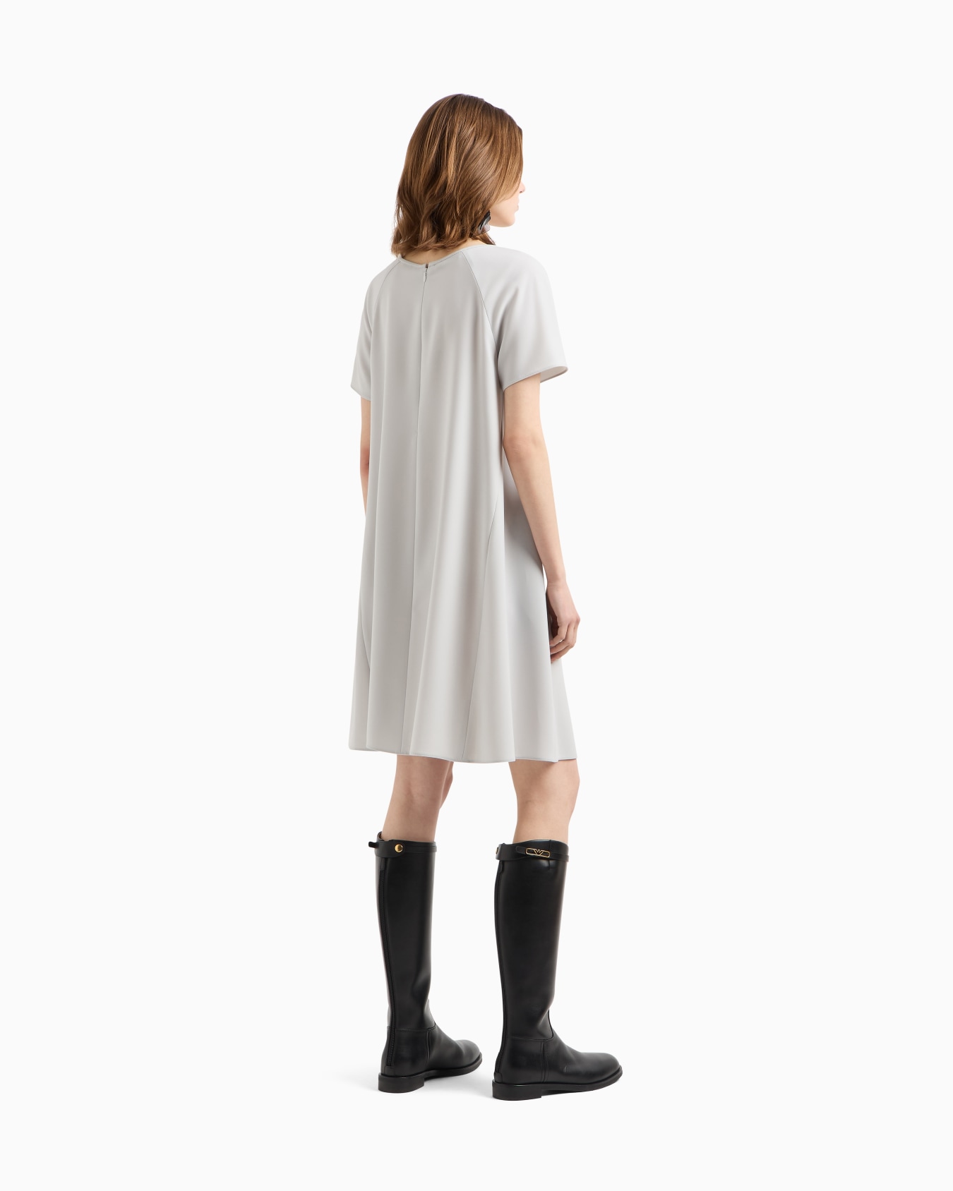 Vestido acampanado de cady técnico con maxipliegue godet Diapositiva 2