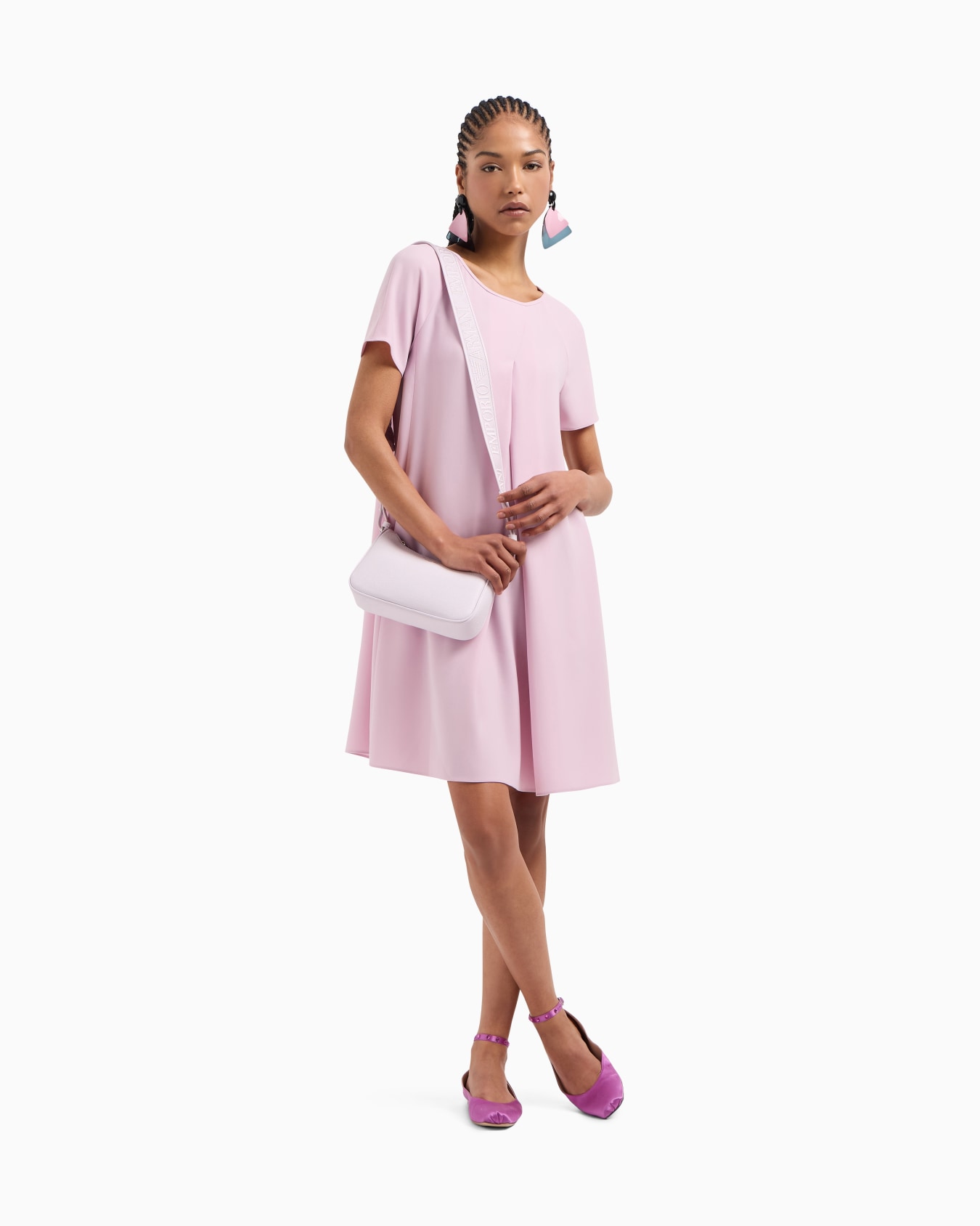 Vestido acampanado de cady técnico con maxipliegue godet Diapositiva 1