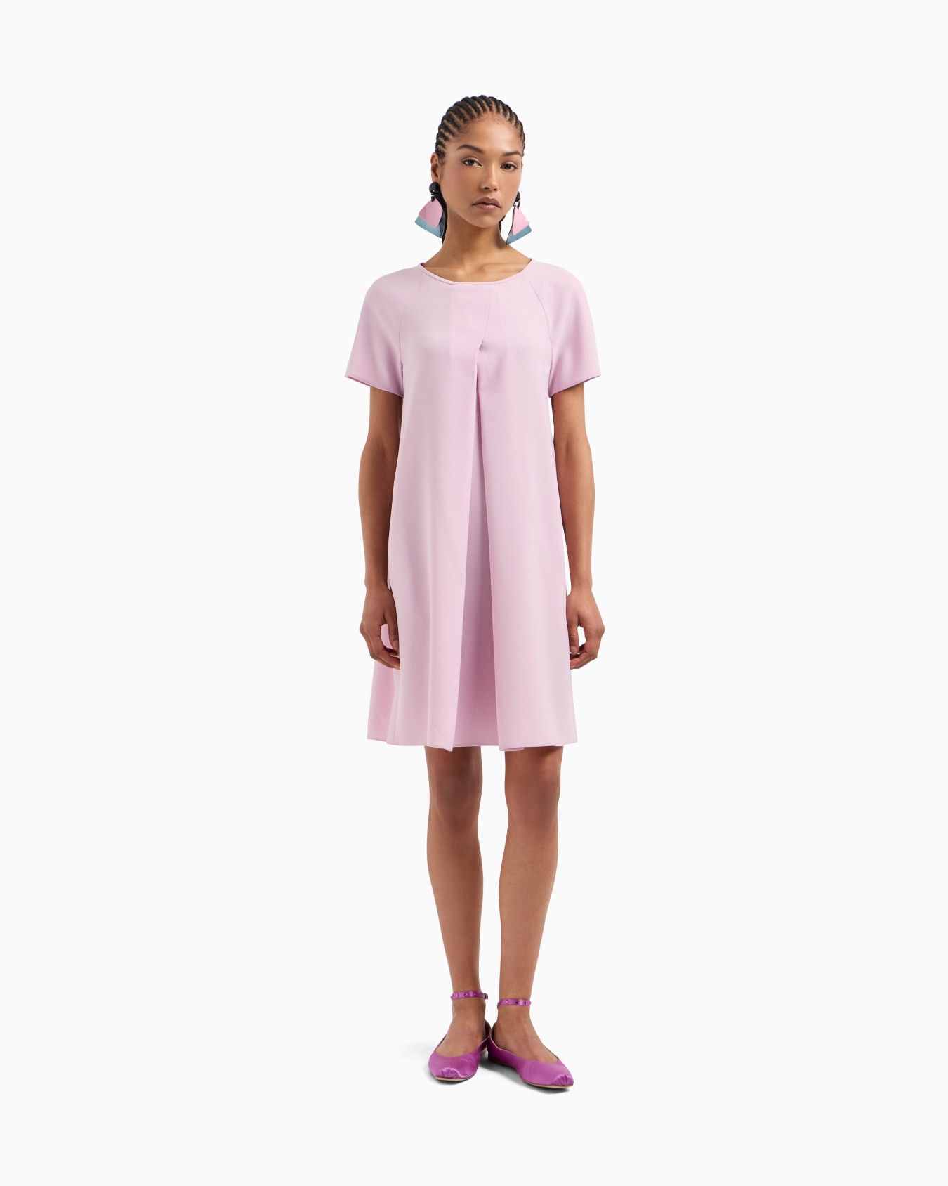 Vestido acampanado de cady técnico con maxipliegue godet Diapositiva 3