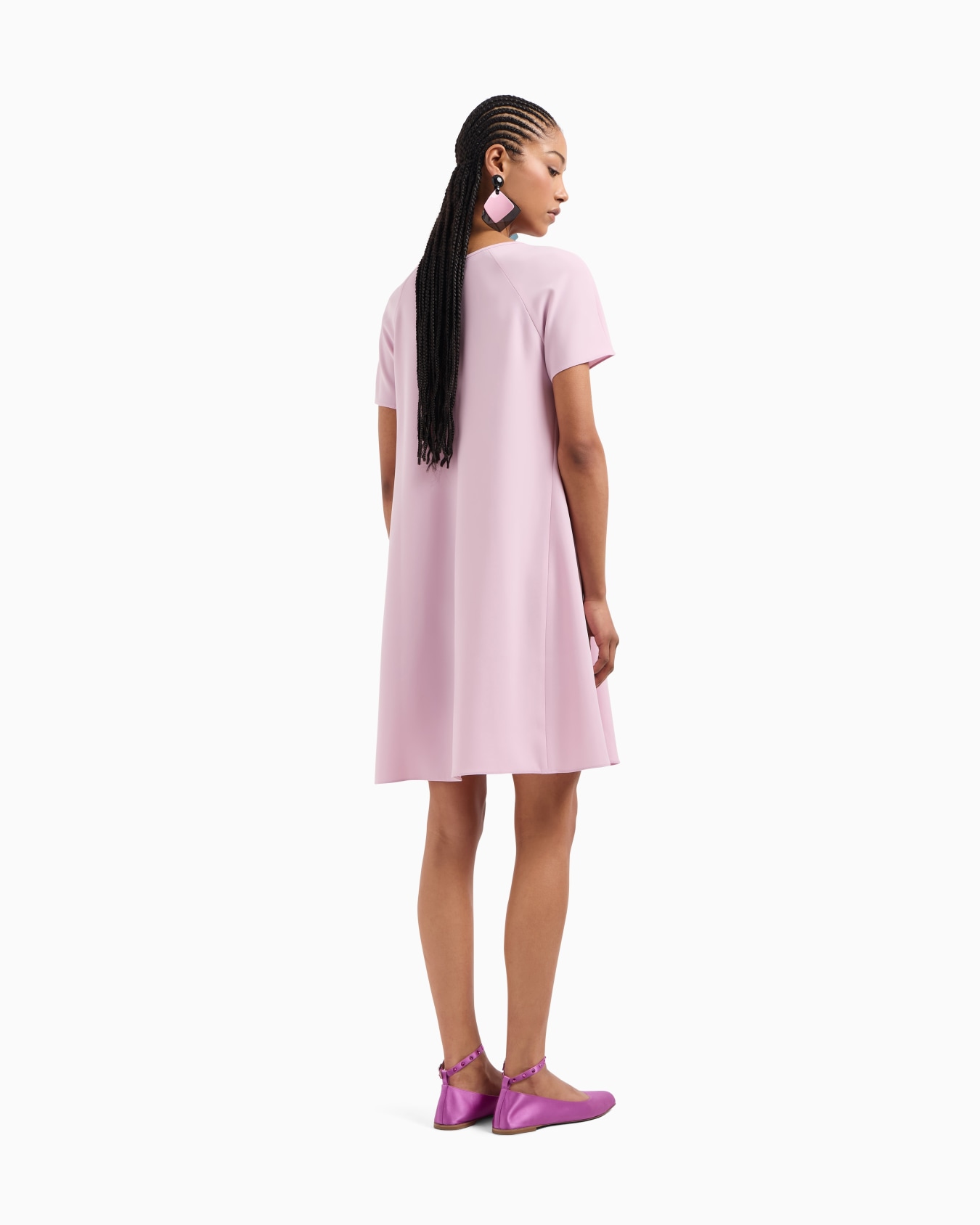 Vestido acampanado de cady técnico con maxipliegue godet Diapositiva 2