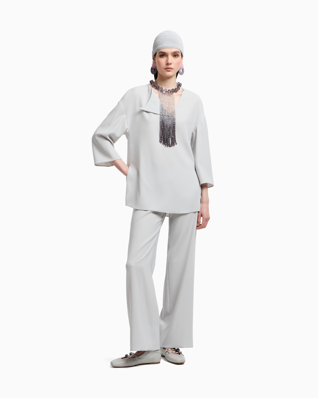 Technical cady blouse with laser cuts Slide 1