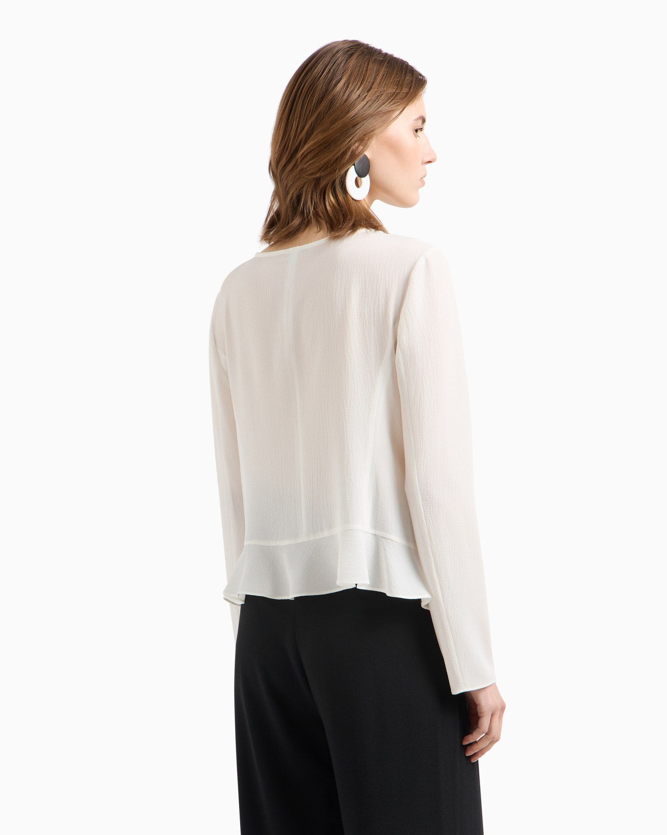 Fluid crêpe shirt jacket with ruffle  Slide 2