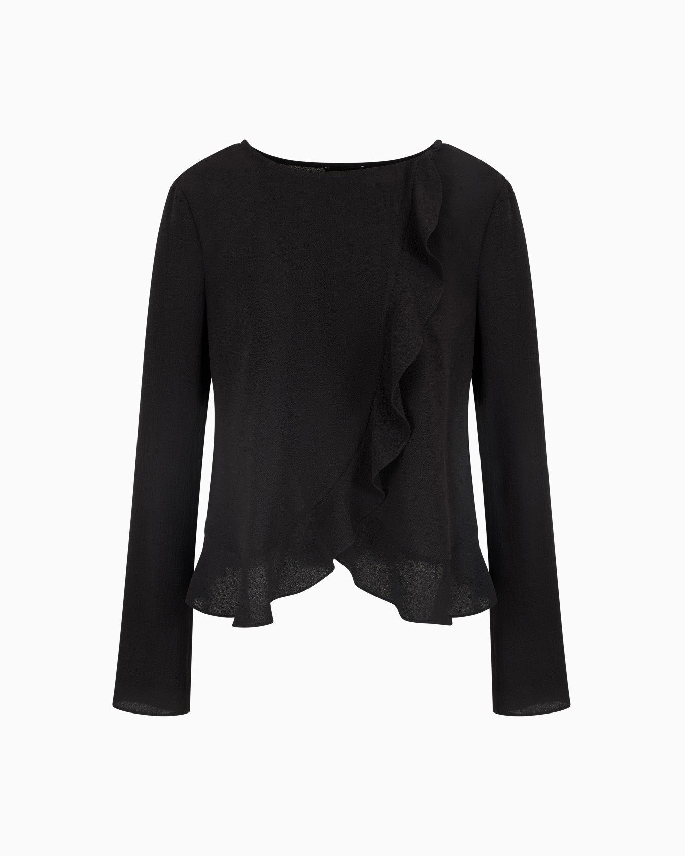 Chaqueta camisera de crepé fluido con volantes  Diapositiva 0