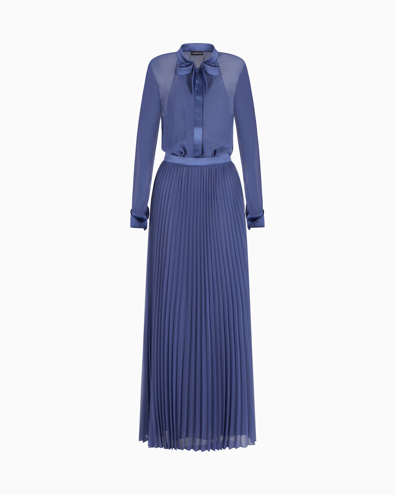 Technical georgette two-piece effect long dress Slide 0