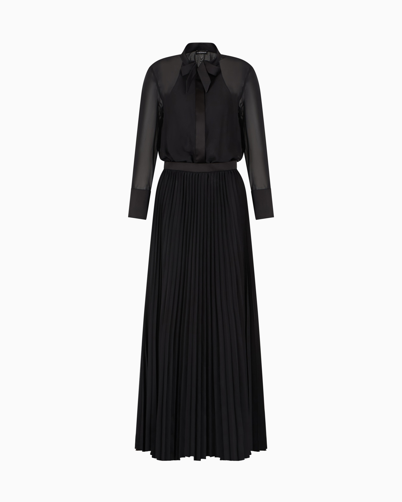Technical georgette two-piece effect long dress Slide 0
