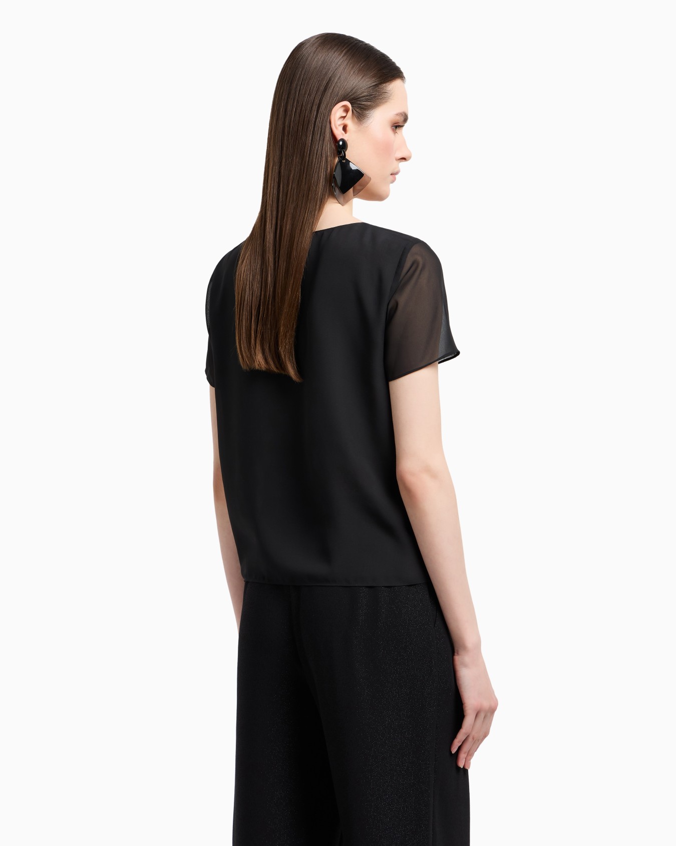 Technical georgette V-neck blouse Slide 2