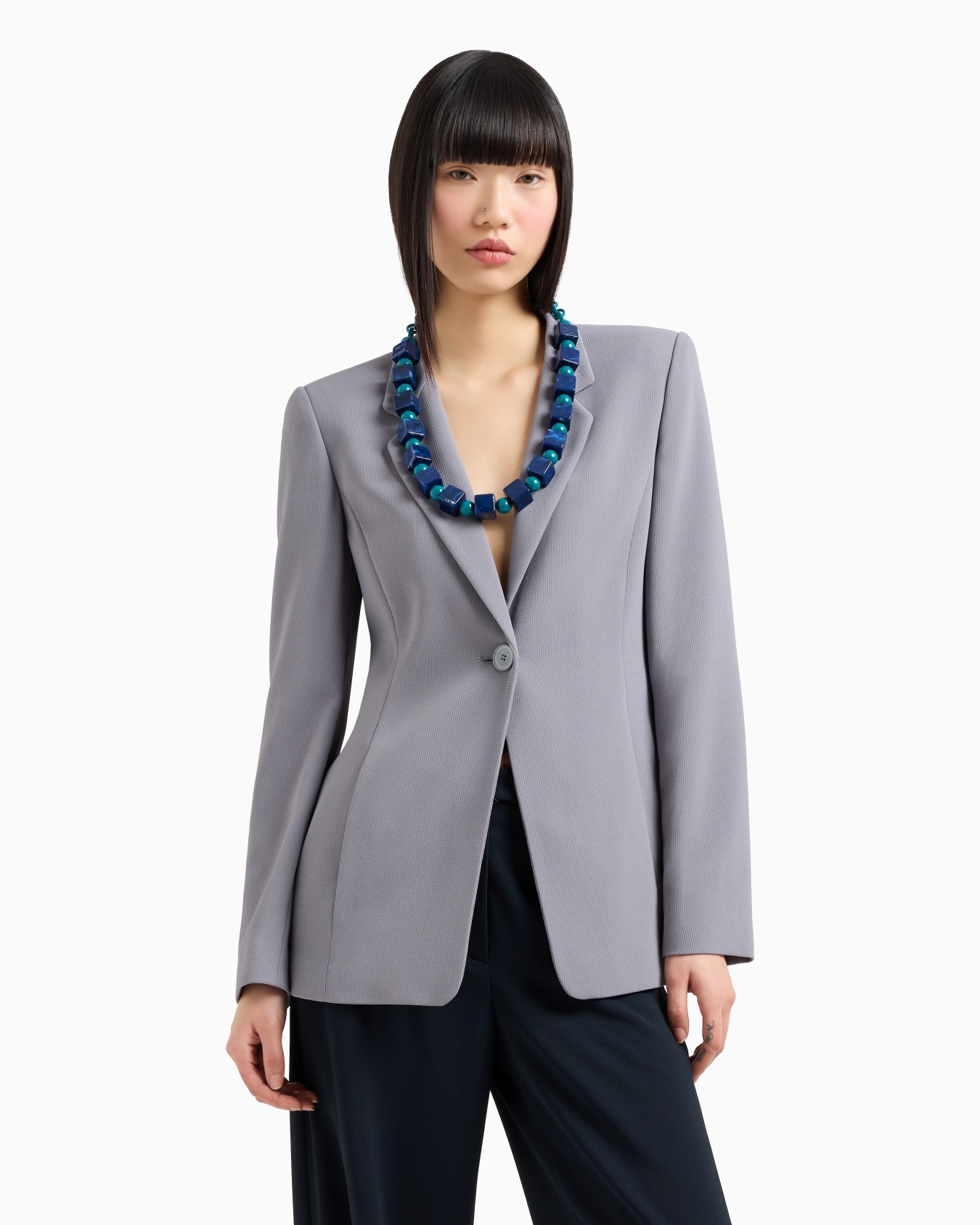 Single-breasted jacket in flowing, armure technical fabric  Slide 3
