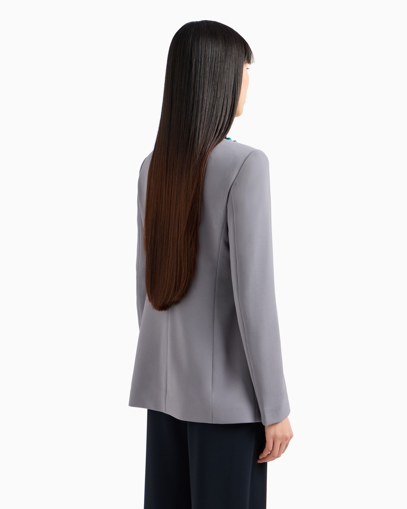 Single-breasted jacket in flowing, armure technical fabric  Slide 2