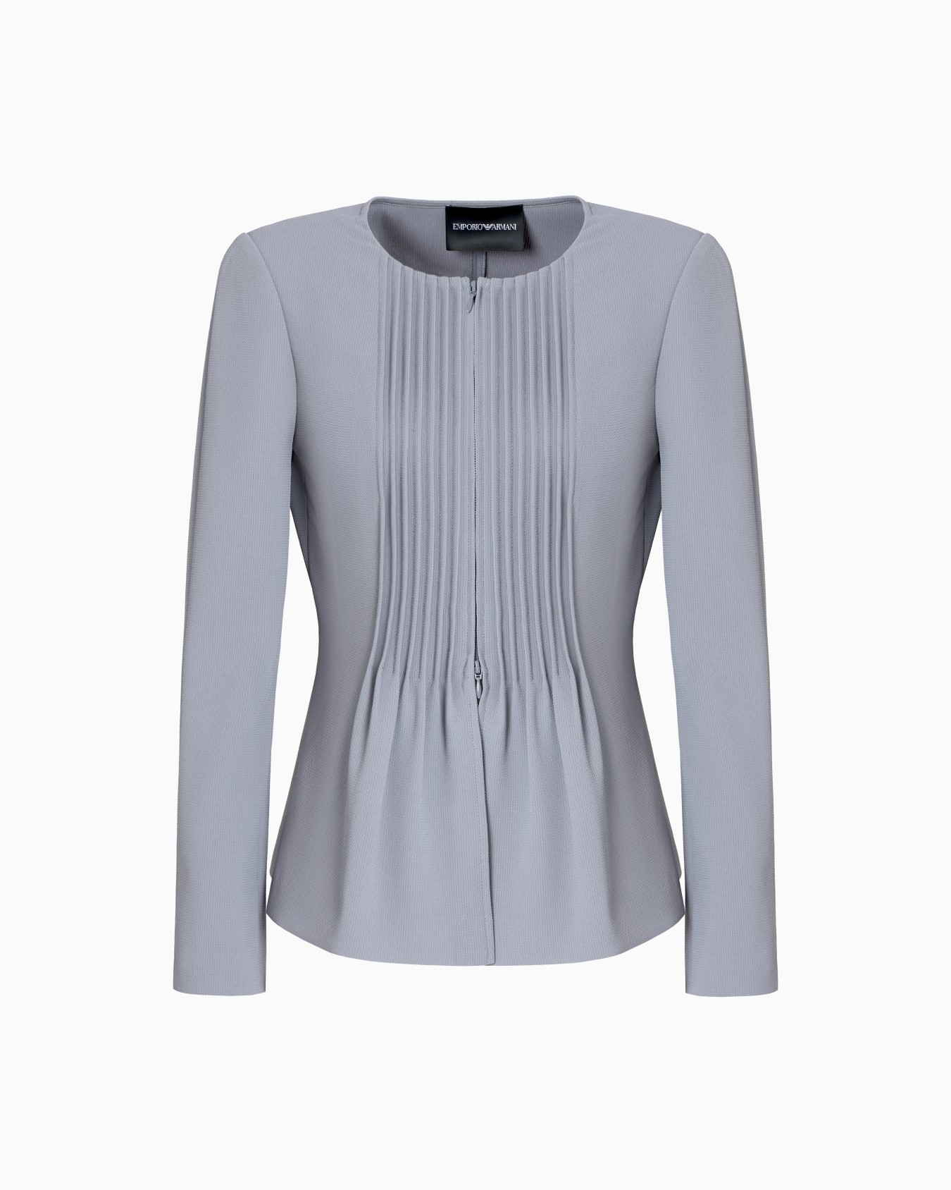 Jacket in pleated fluid armure fabric Slide 0
