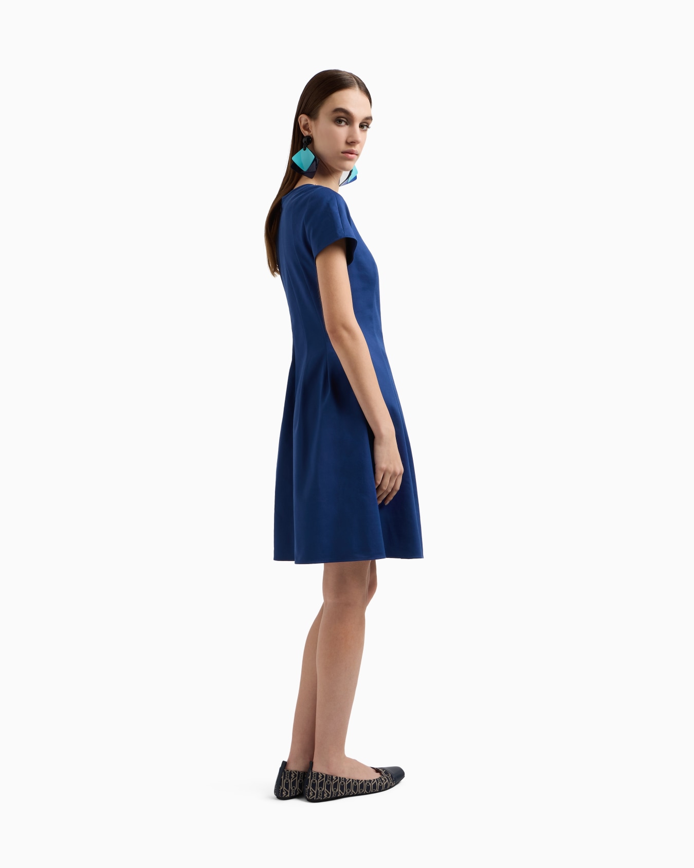 Couture cotton blend dress with pleats Diapositiva 2