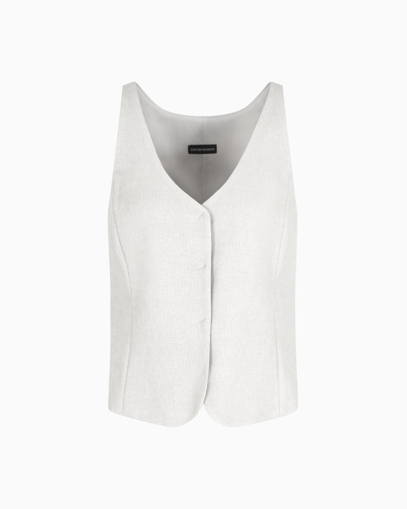 Gilet encolure en V en canneté fluide Diapositive 0
