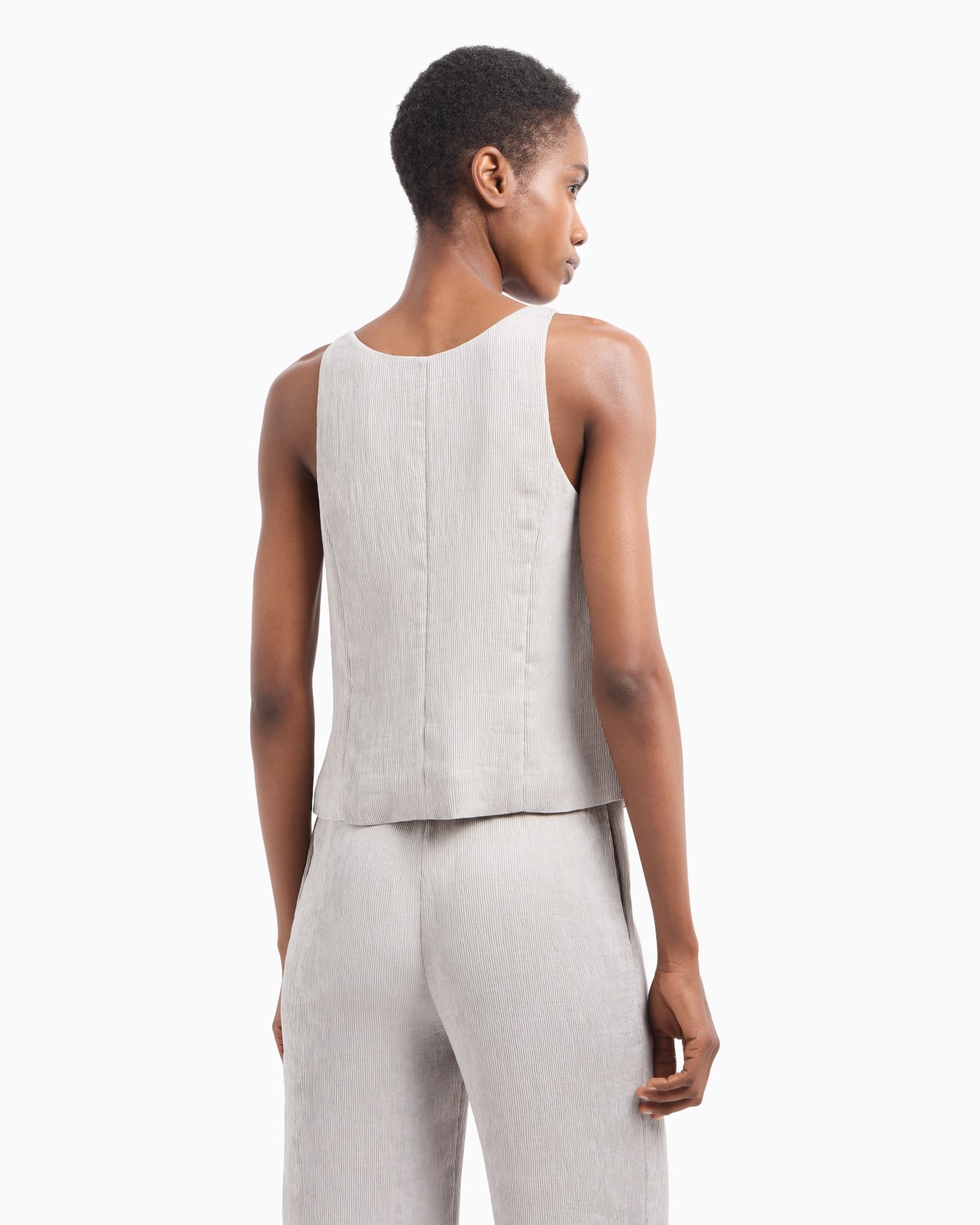 Gilet encolure en V en canneté fluide Diapositive 3