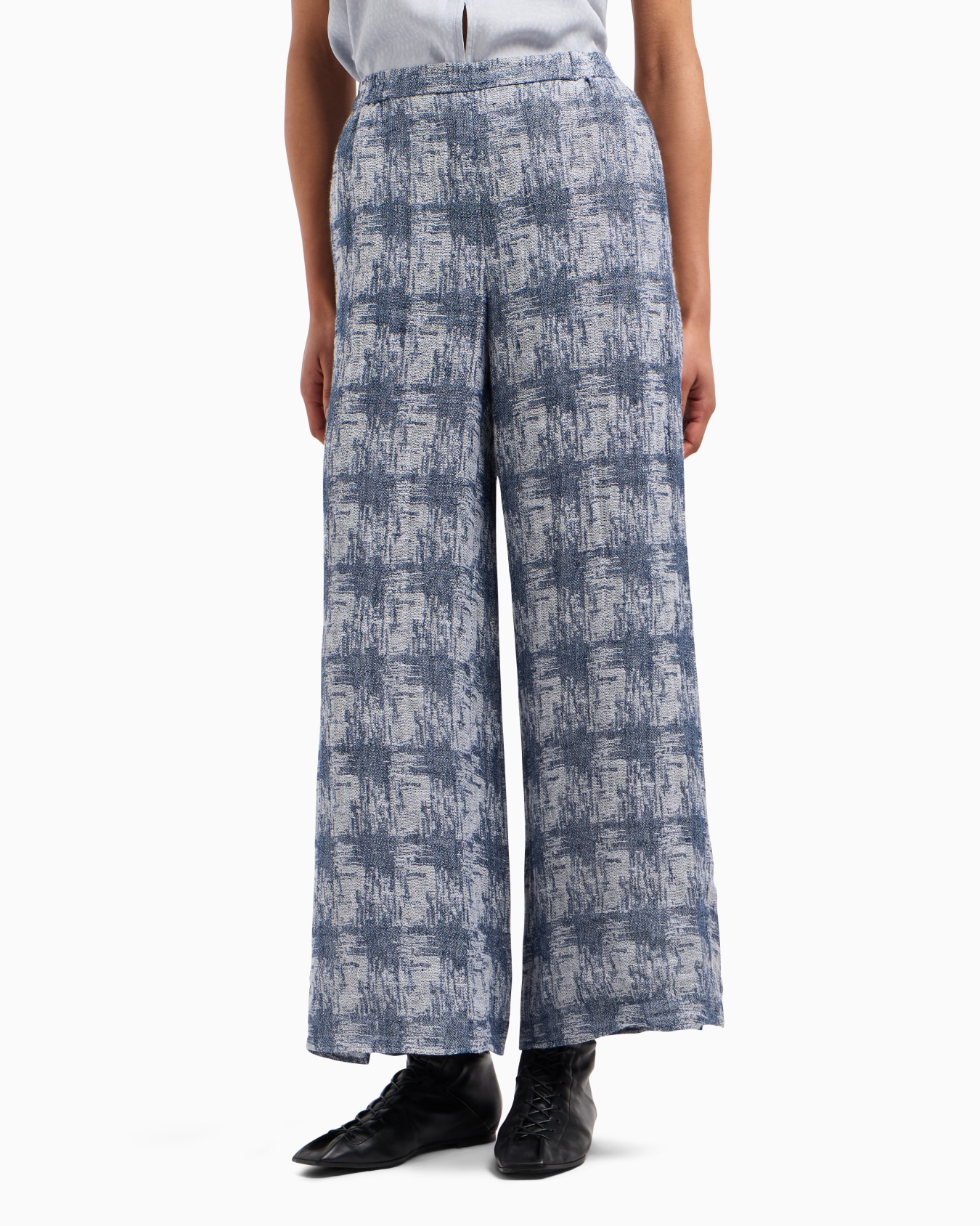 Check linen gauze trousers Slide 4