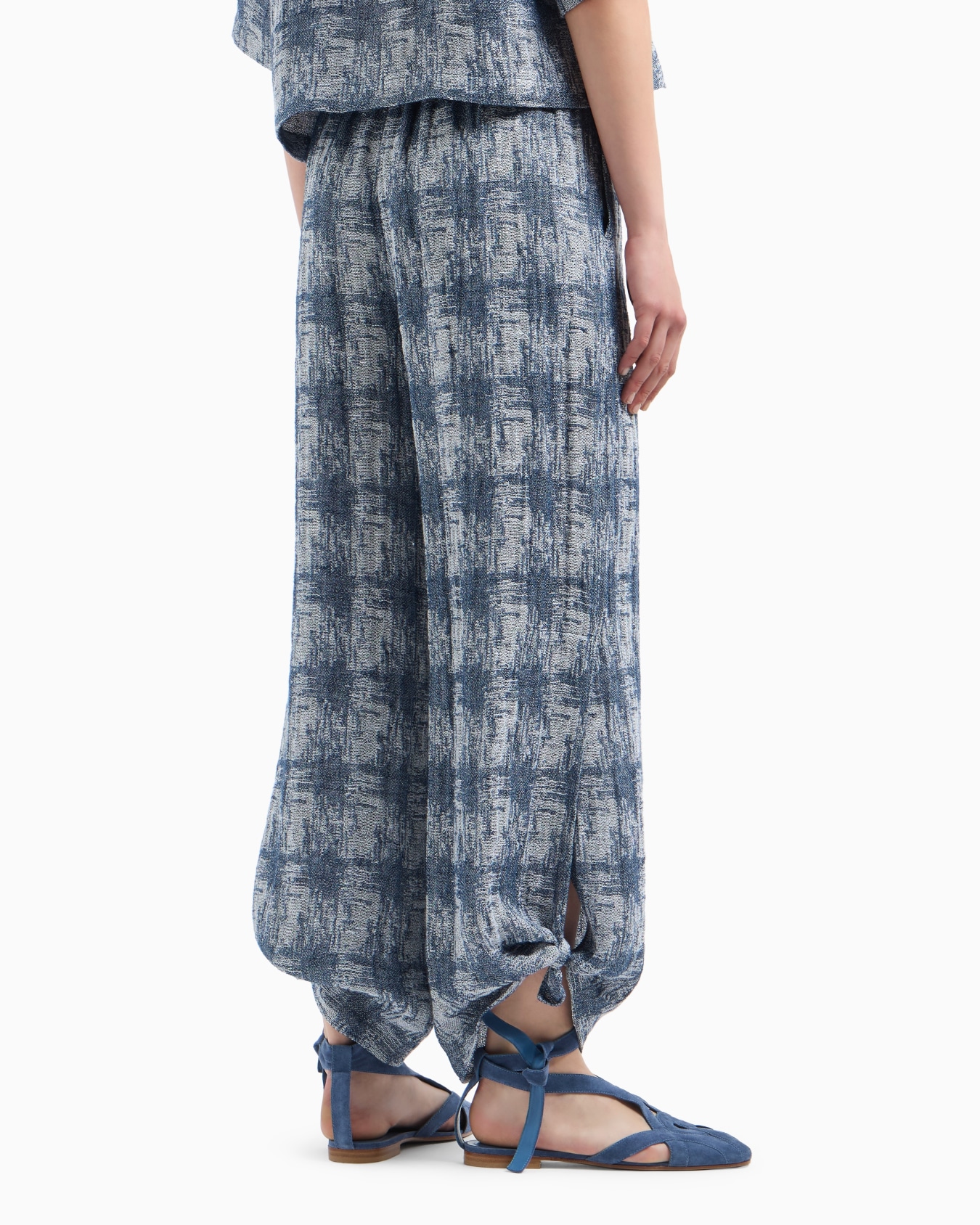 Check linen gauze trousers Slide 3