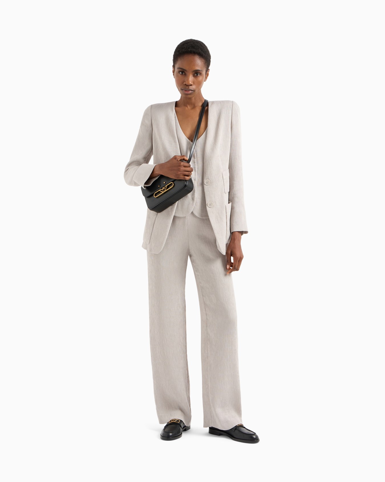Pantalones de cintura elástica de canneté fluido Diapositiva 1