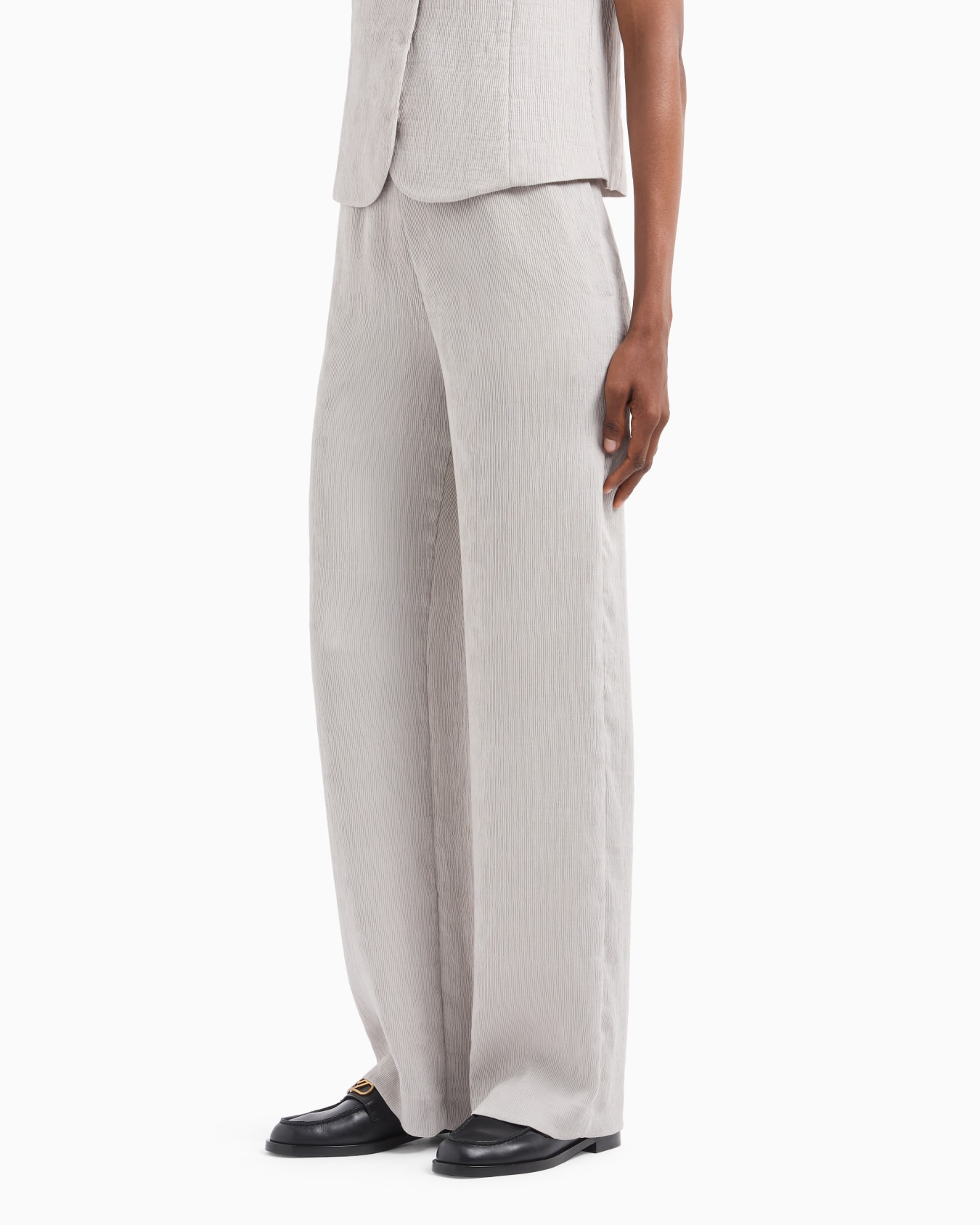 Pantalones de cintura elástica de canneté fluido Diapositiva 3